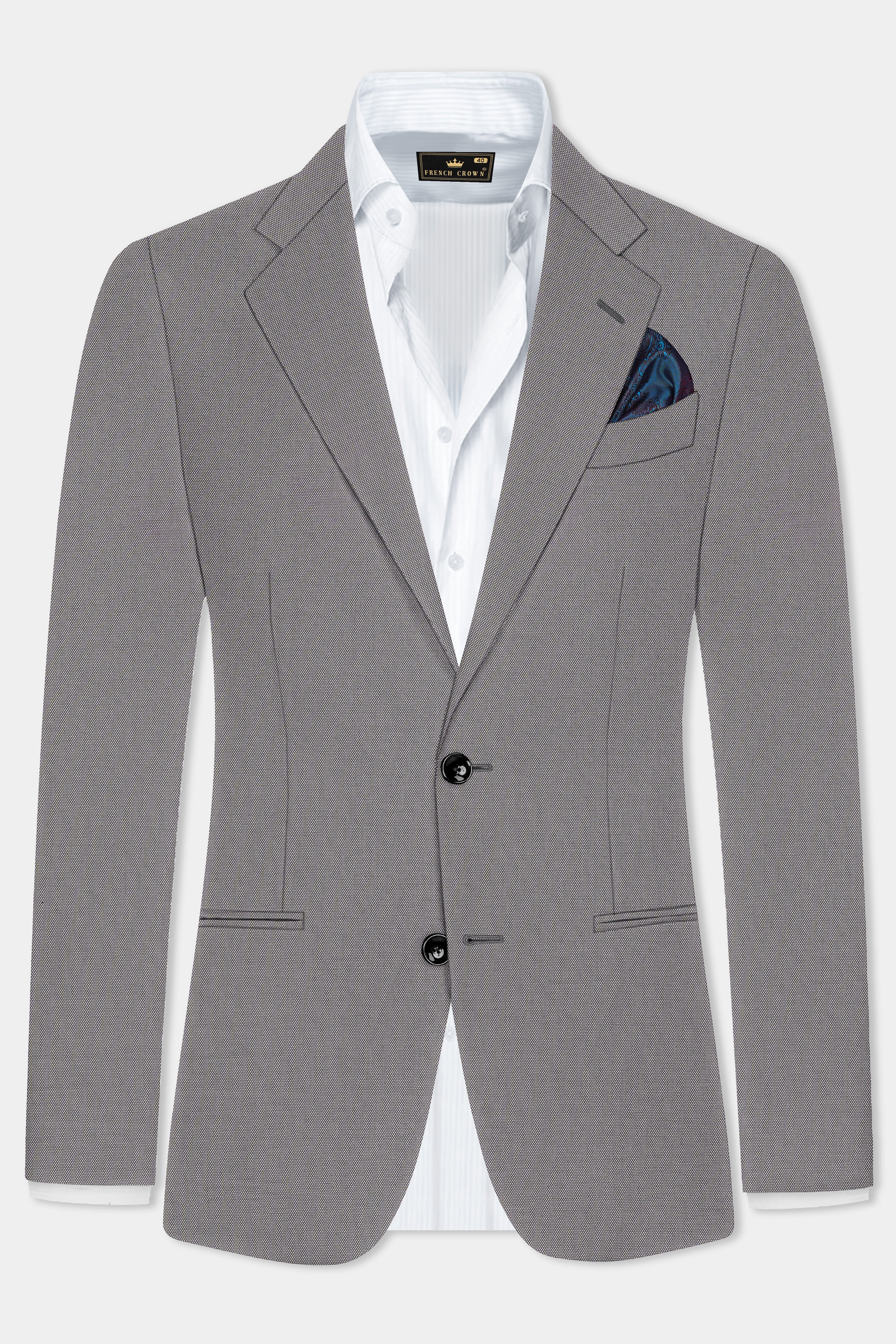 Vampire Gray Textured Wool Blend Single Breasted Suit