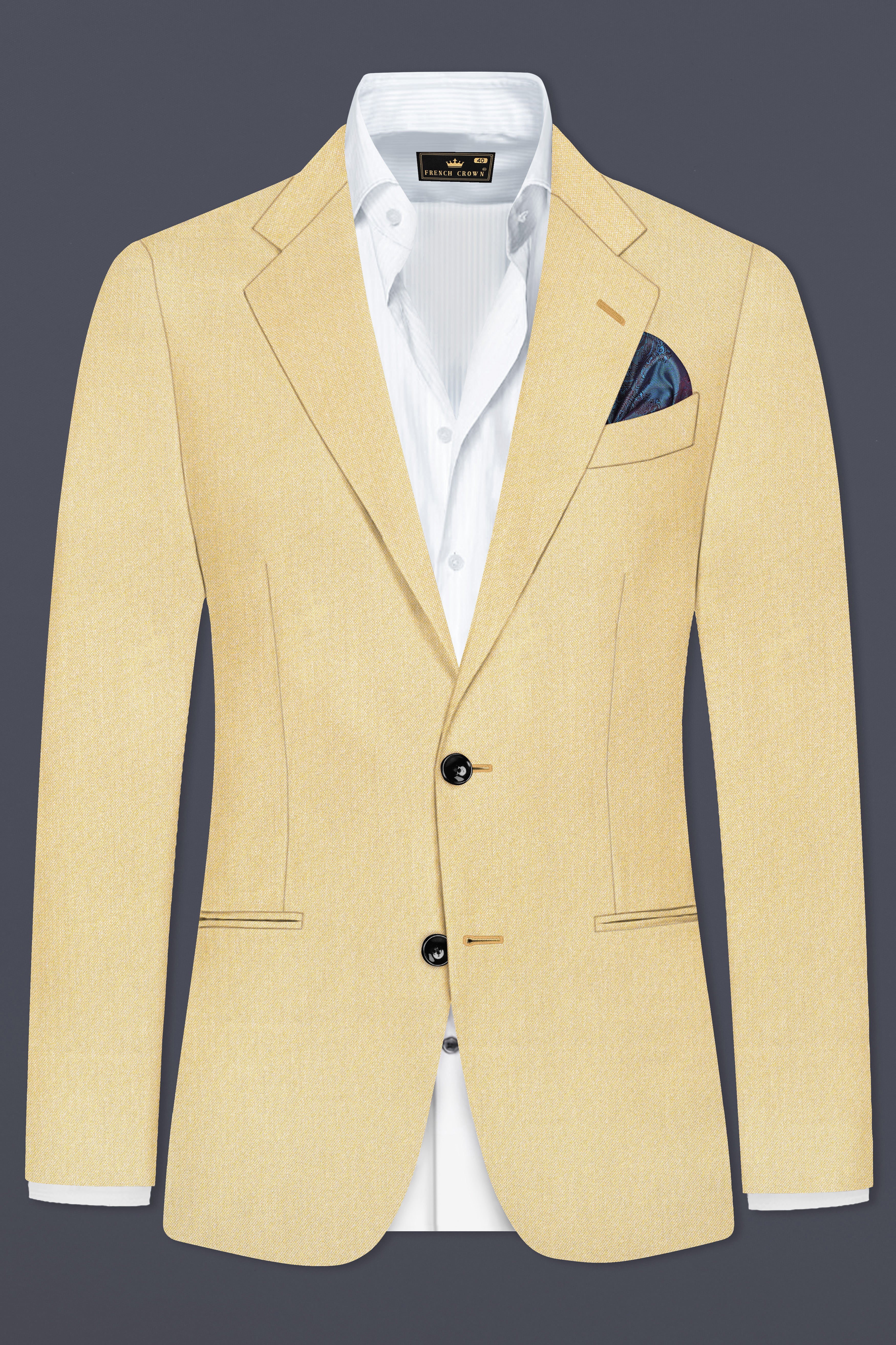 Marzipan Cream Textured Wool Blend Single Breasted Suit