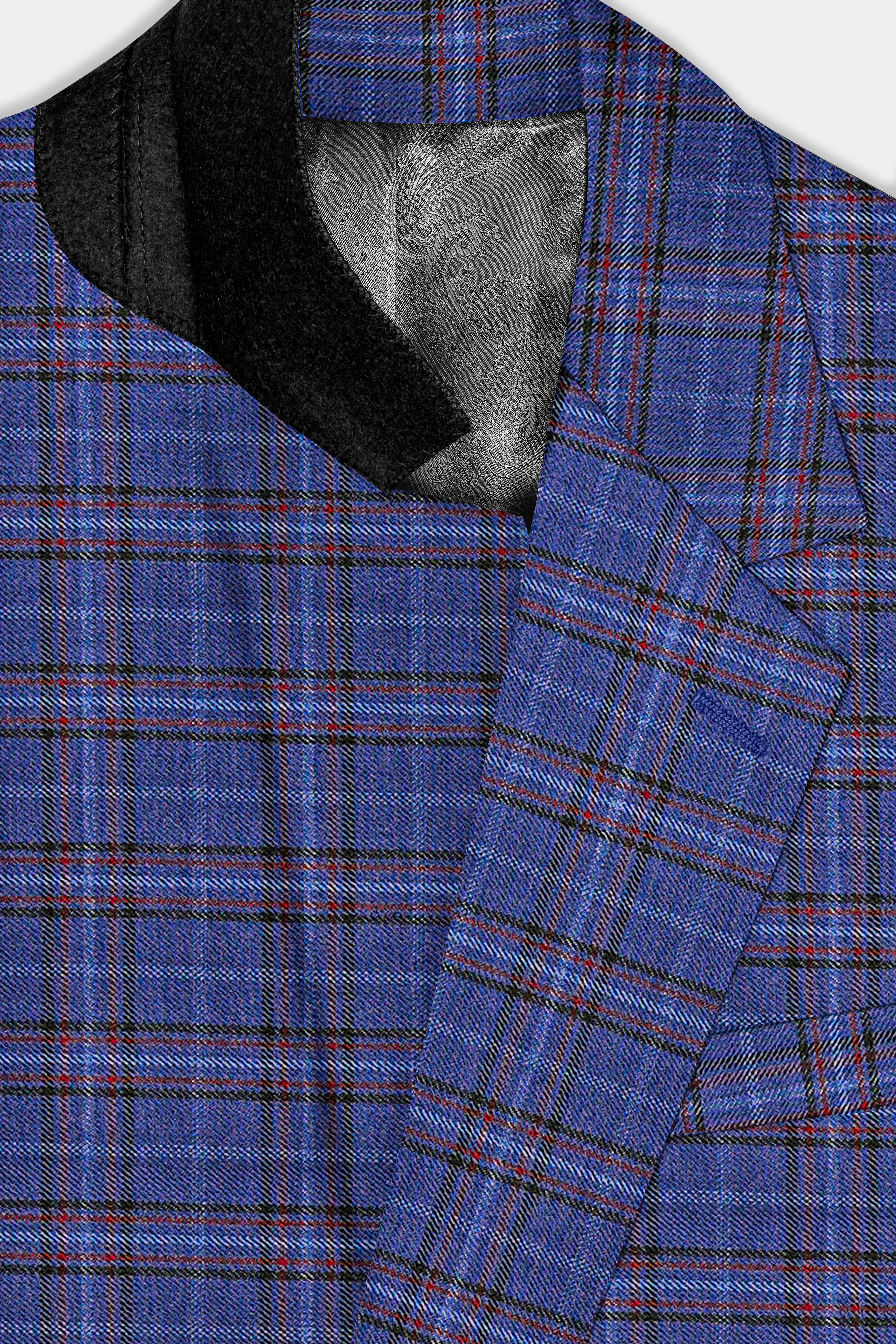 Zodiac Blue Plaid Wool Blend Single Breasted Suit