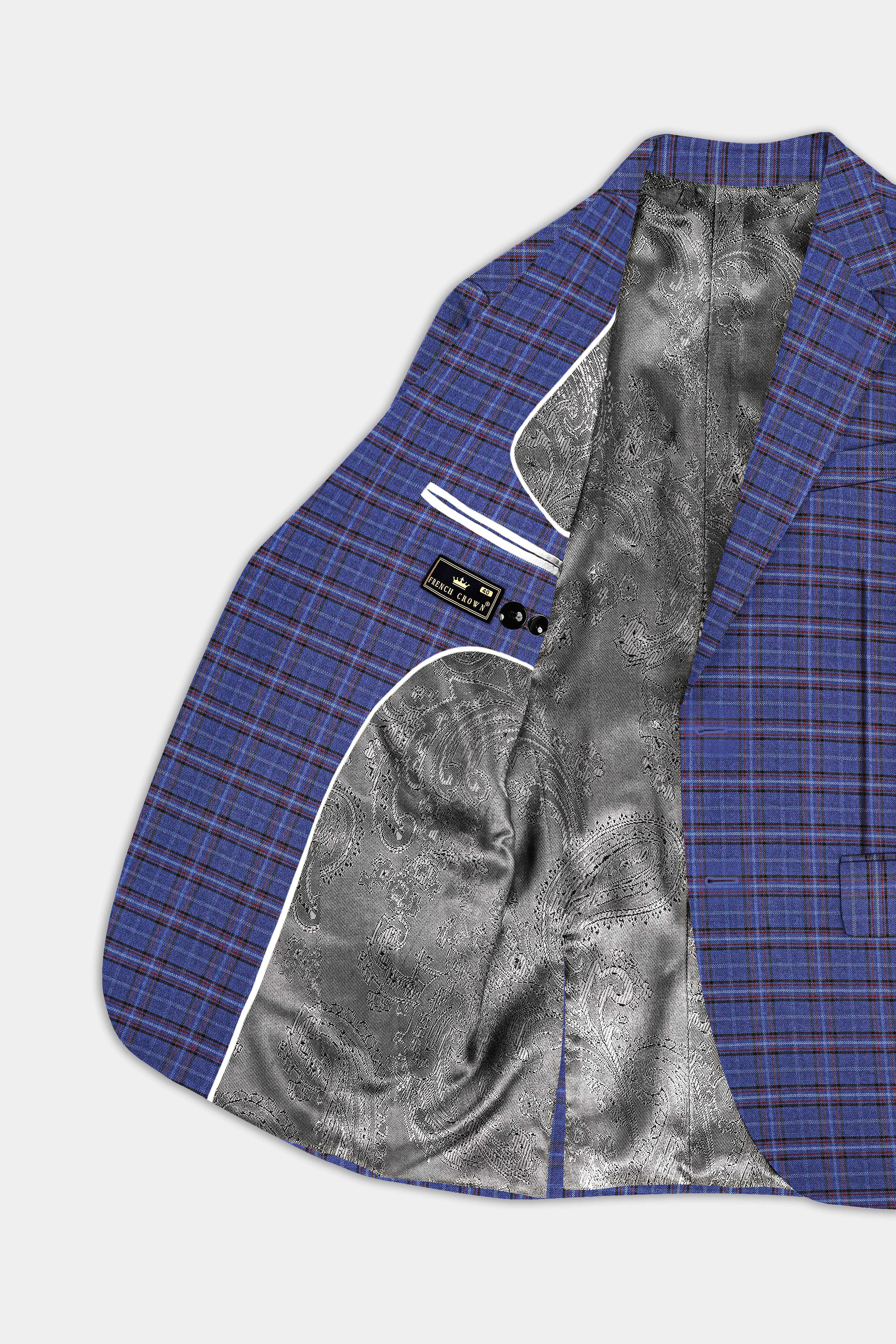 Zodiac Blue Plaid Wool Blend Single Breasted Suit