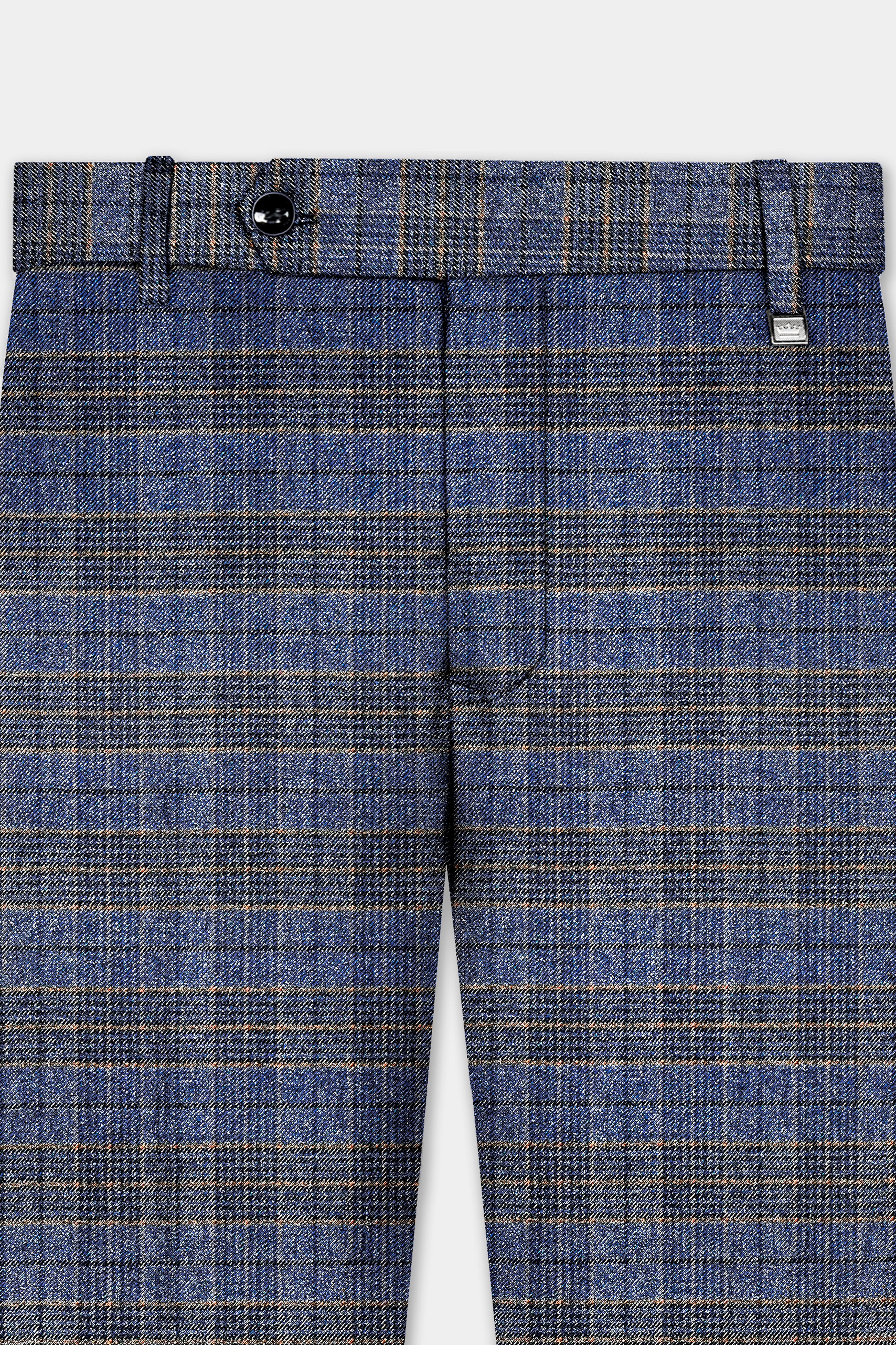 Dianne Blue Plaid Wool Blend Single Breasted Designer Suit