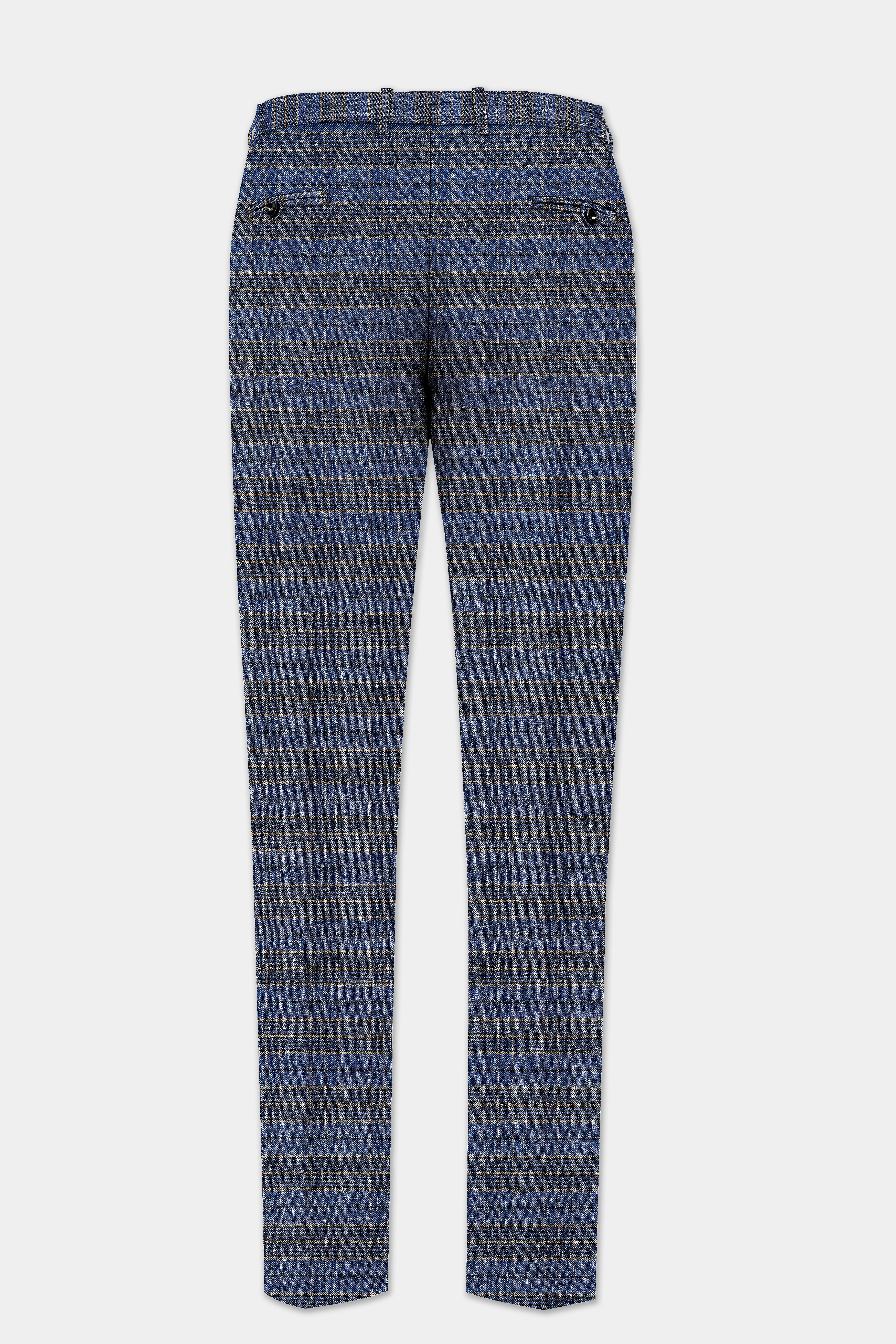 Dianne Blue Plaid Wool Blend Single Breasted Designer Suit