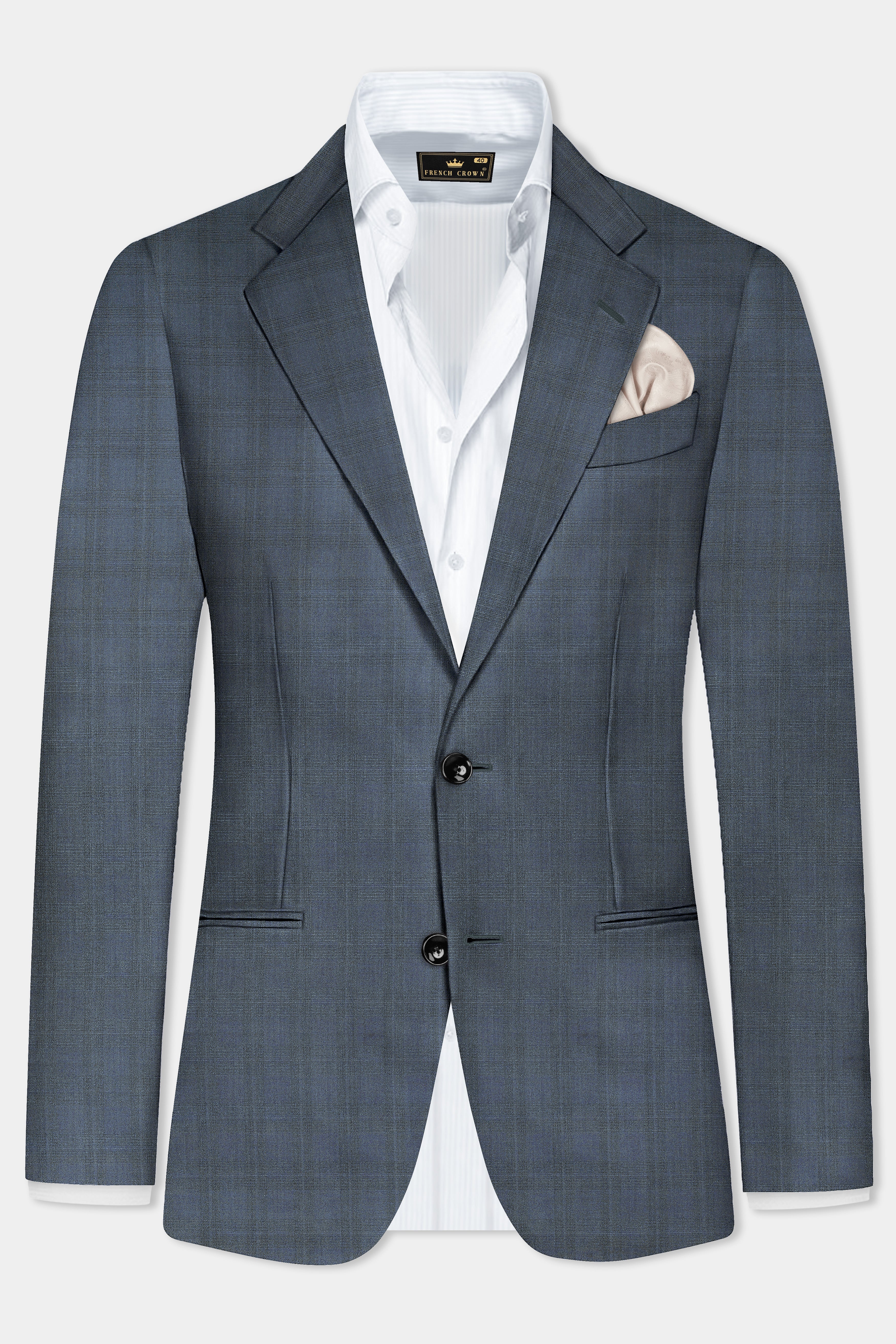 Space Gray Textured Wool Blend Single Breasted Suit