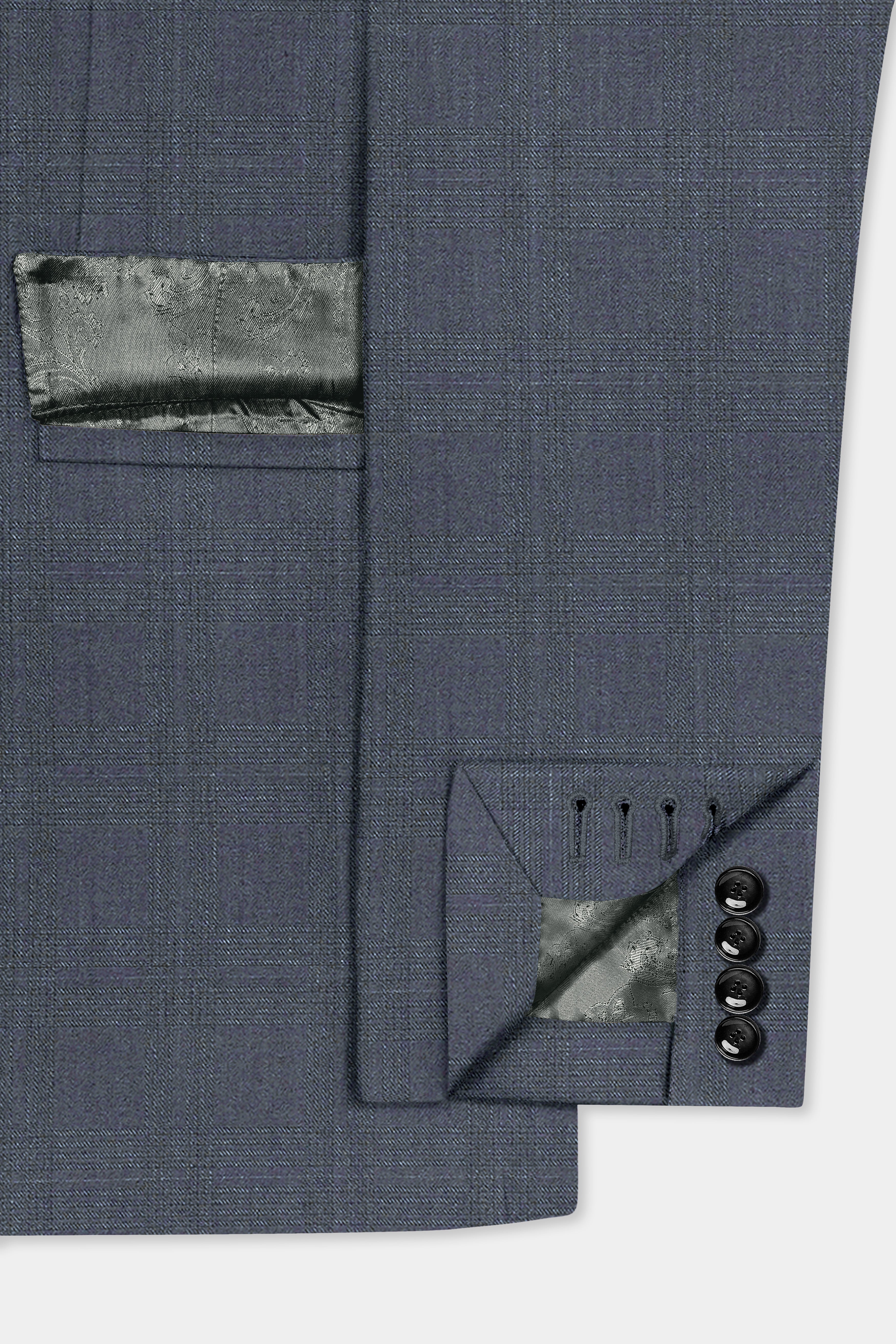 Space Gray Textured Wool Blend Single Breasted Suit