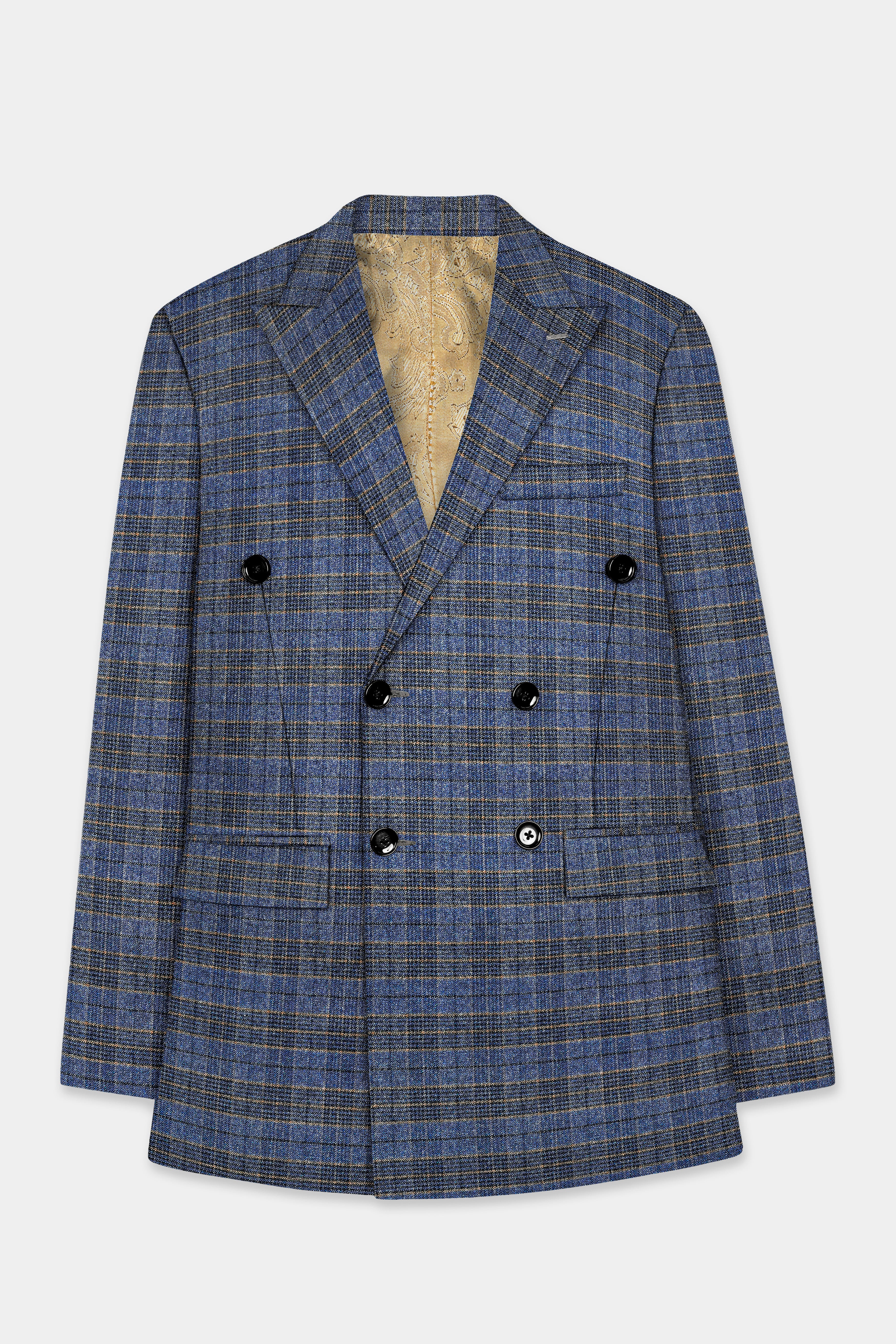 Dianne Blue Plaid Wool Blend Double Breasted Suit