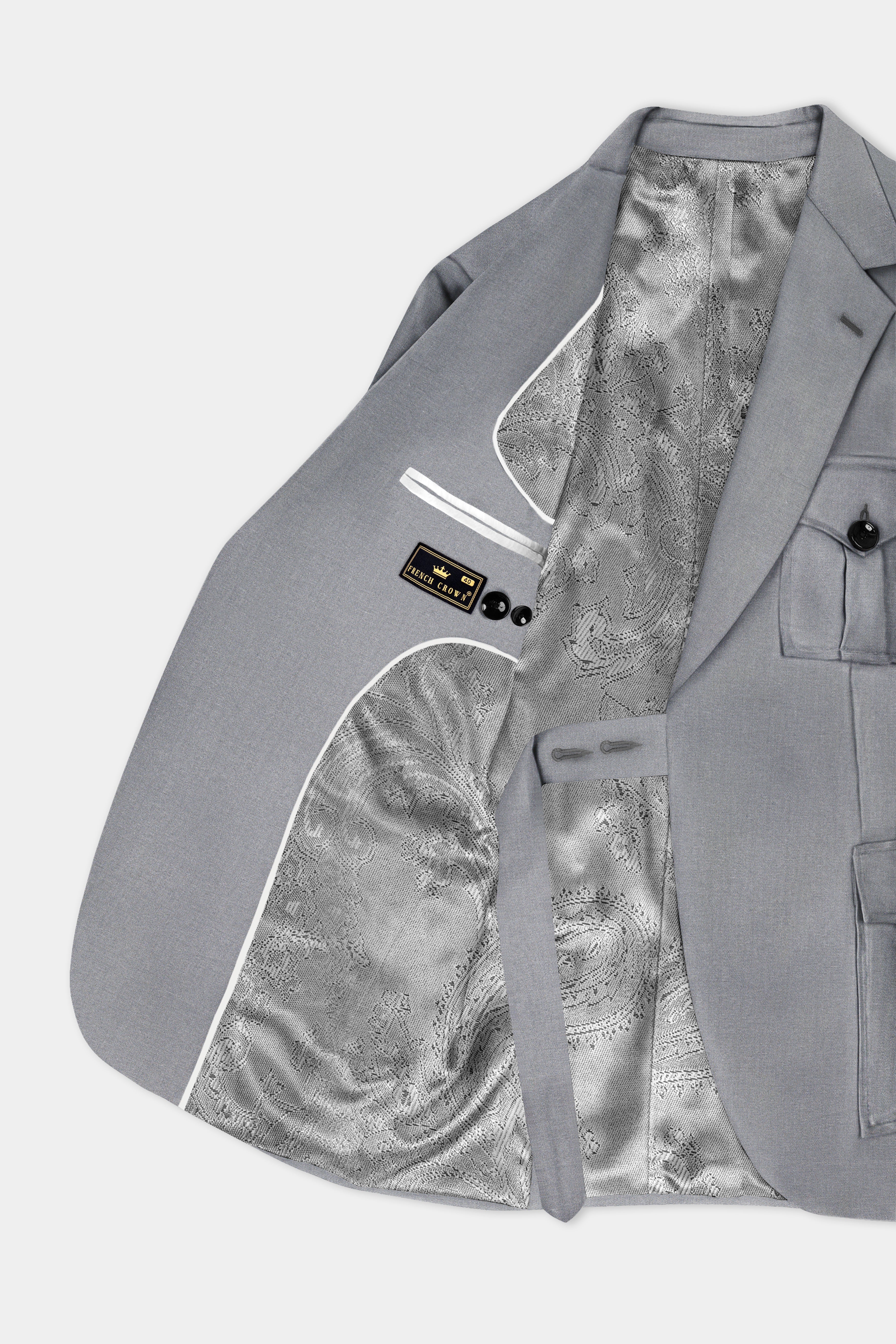 Venus Gray Solid Cotton Belt Closure Designer Suit