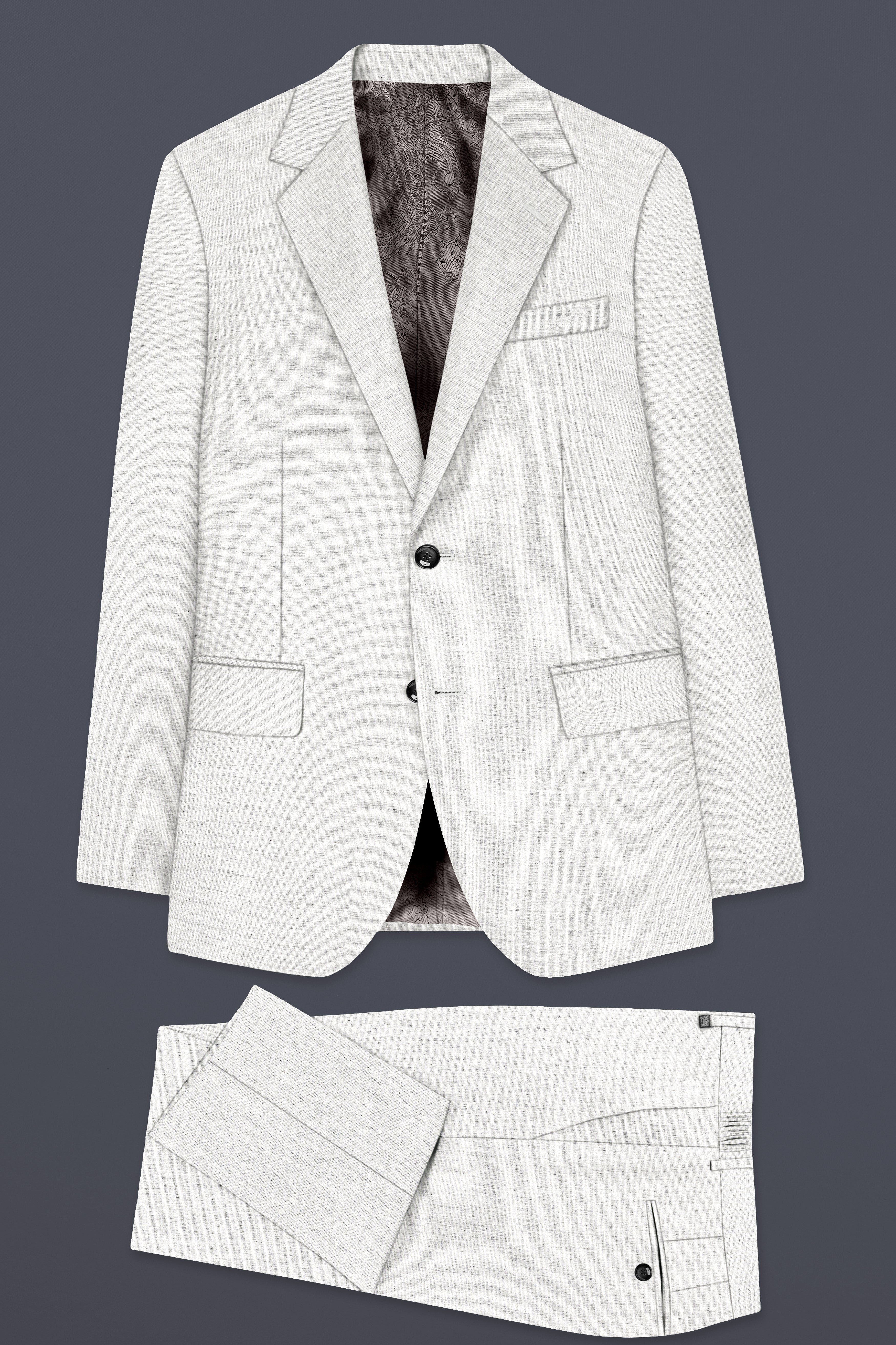 Mercury Gray Solid Wool Blend Single Breasted Suit