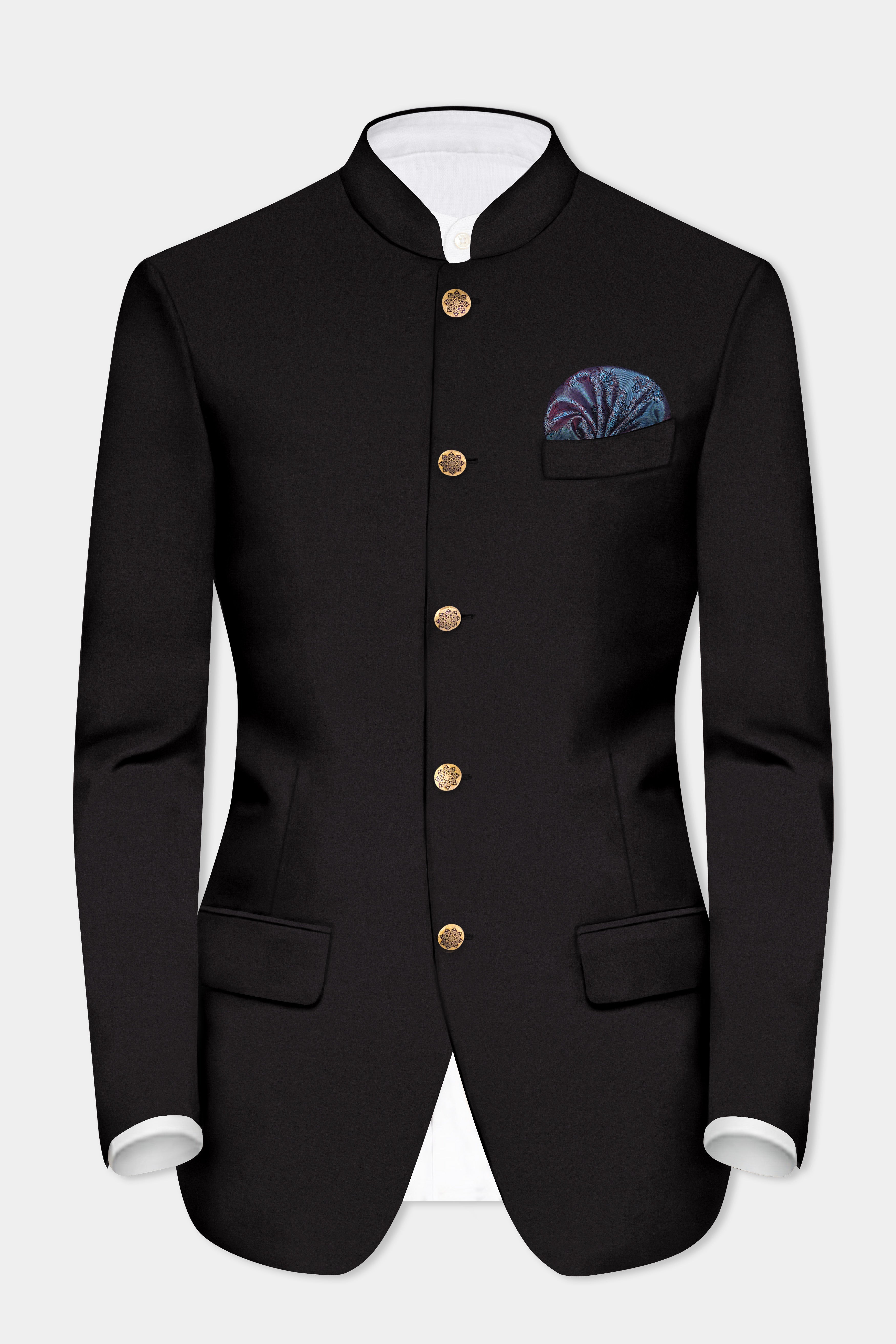 Zeus Brown Solid Wool Rich Bandhgala Suit