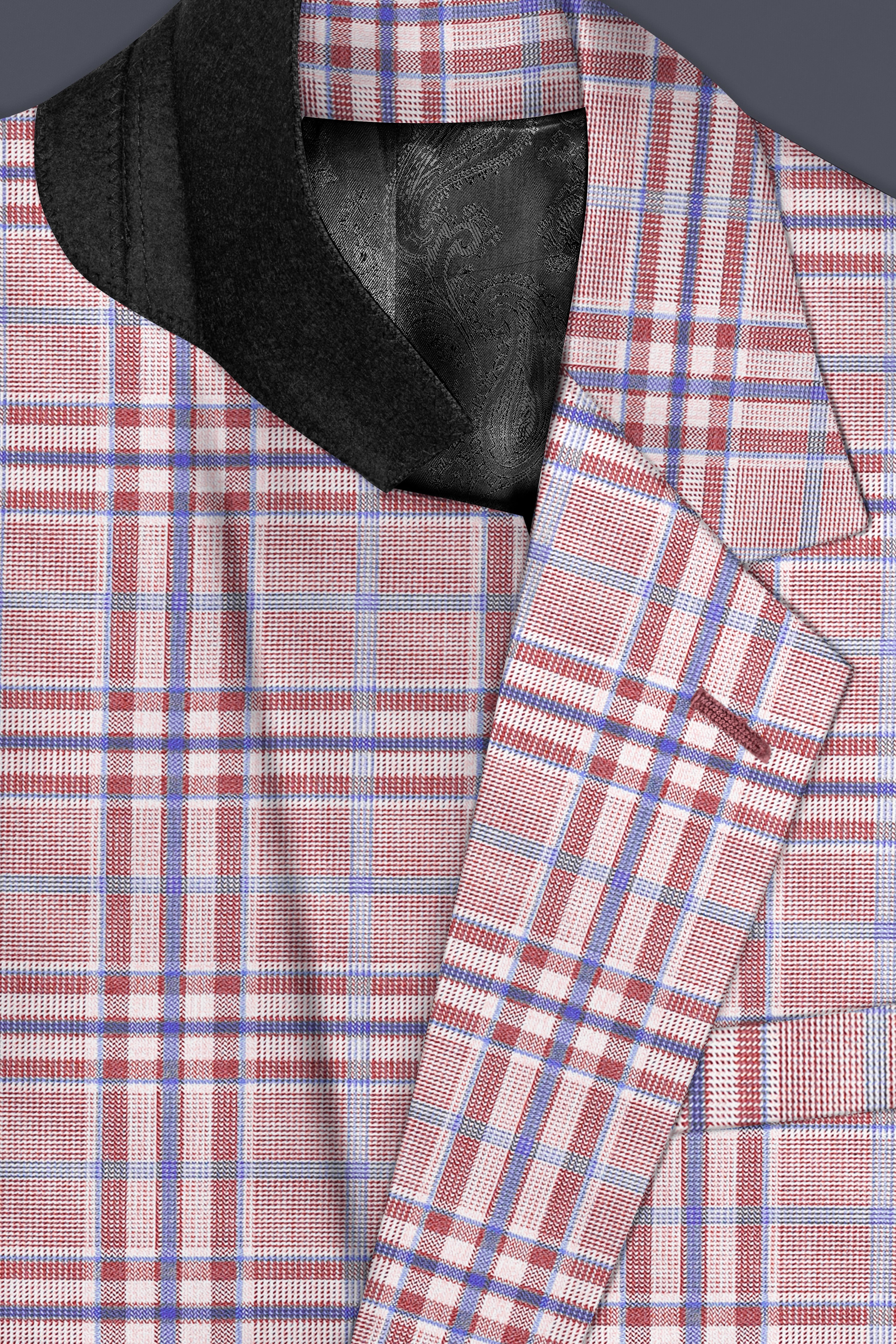 Turkish Rose Pink And Wild Blue Plaid Wool Rich Single Breasted Suit