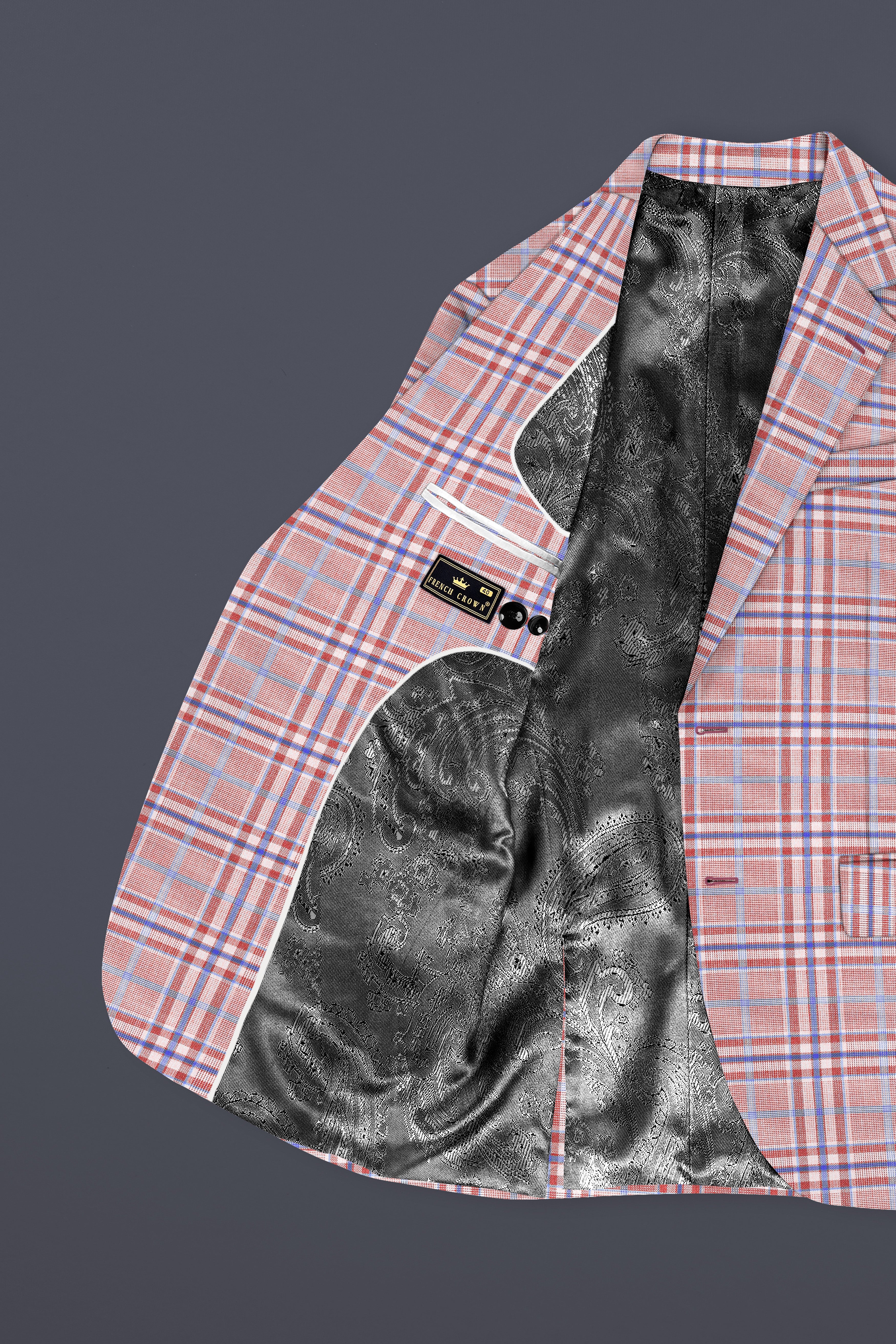 Turkish Rose Pink And Wild Blue Plaid Wool Rich Single Breasted Suit