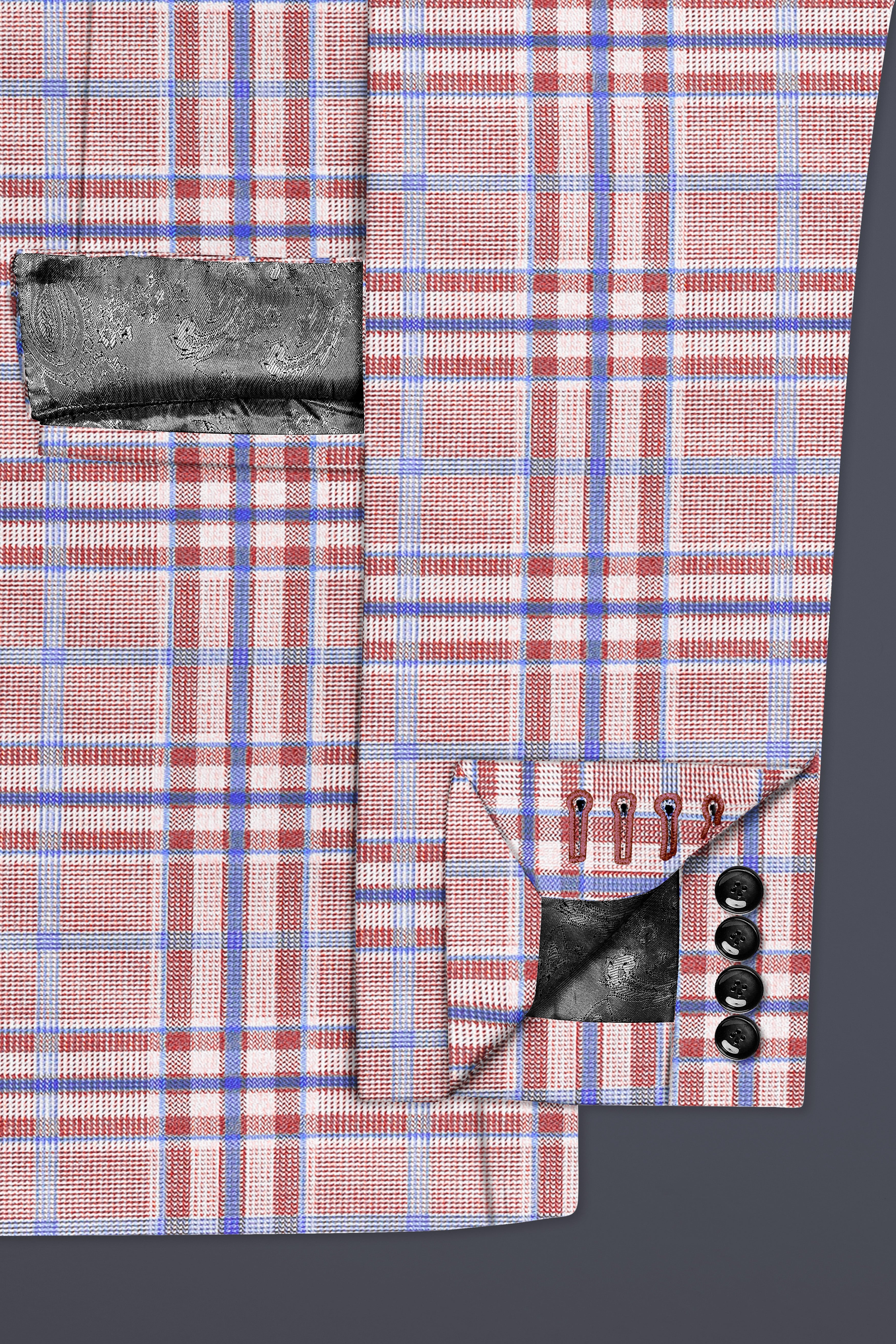 Turkish Rose Pink And Wild Blue Plaid Wool Rich Single Breasted Suit