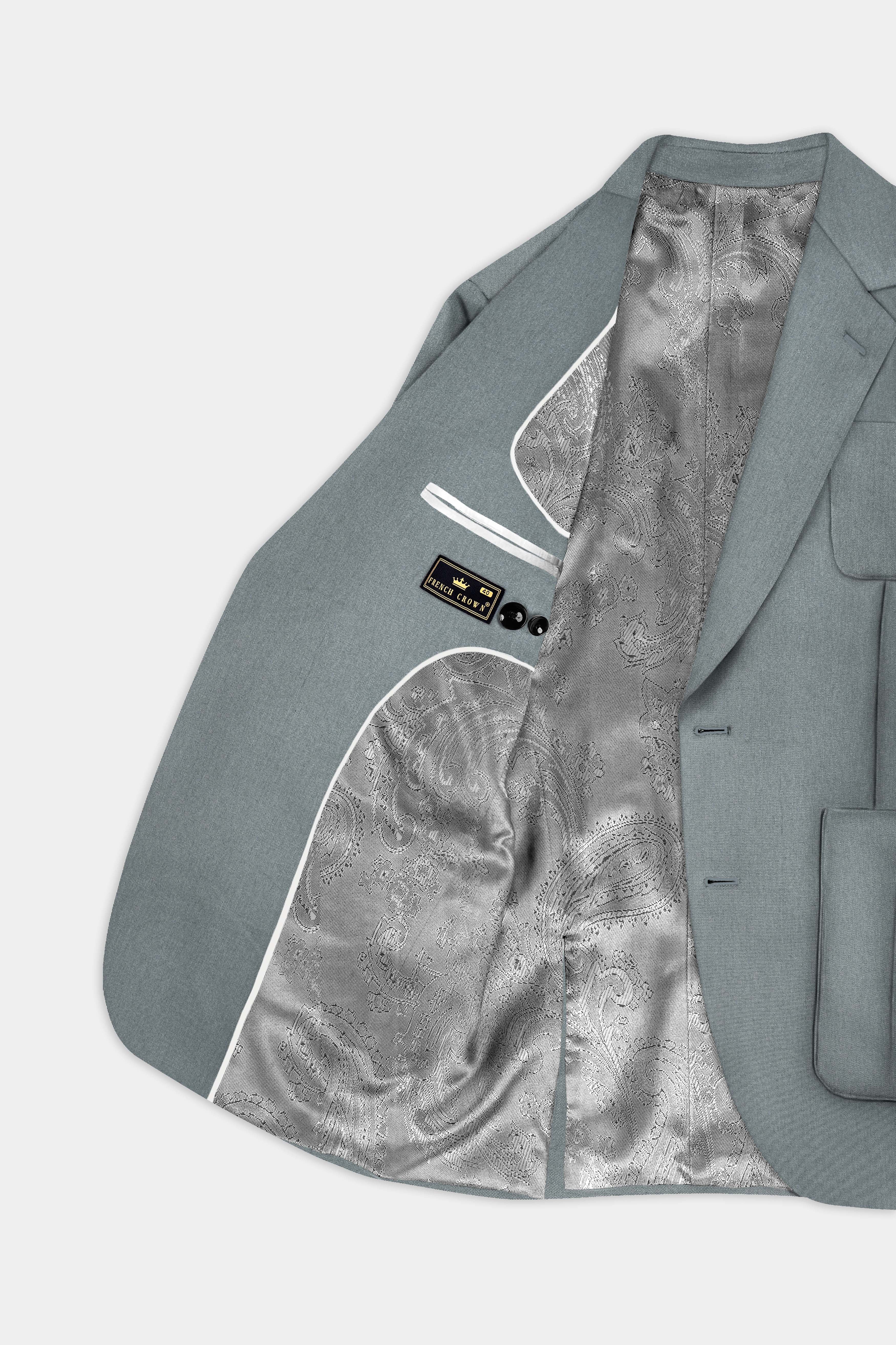 Smokey Gray Solid Cotton Single Breasted Sports Suit