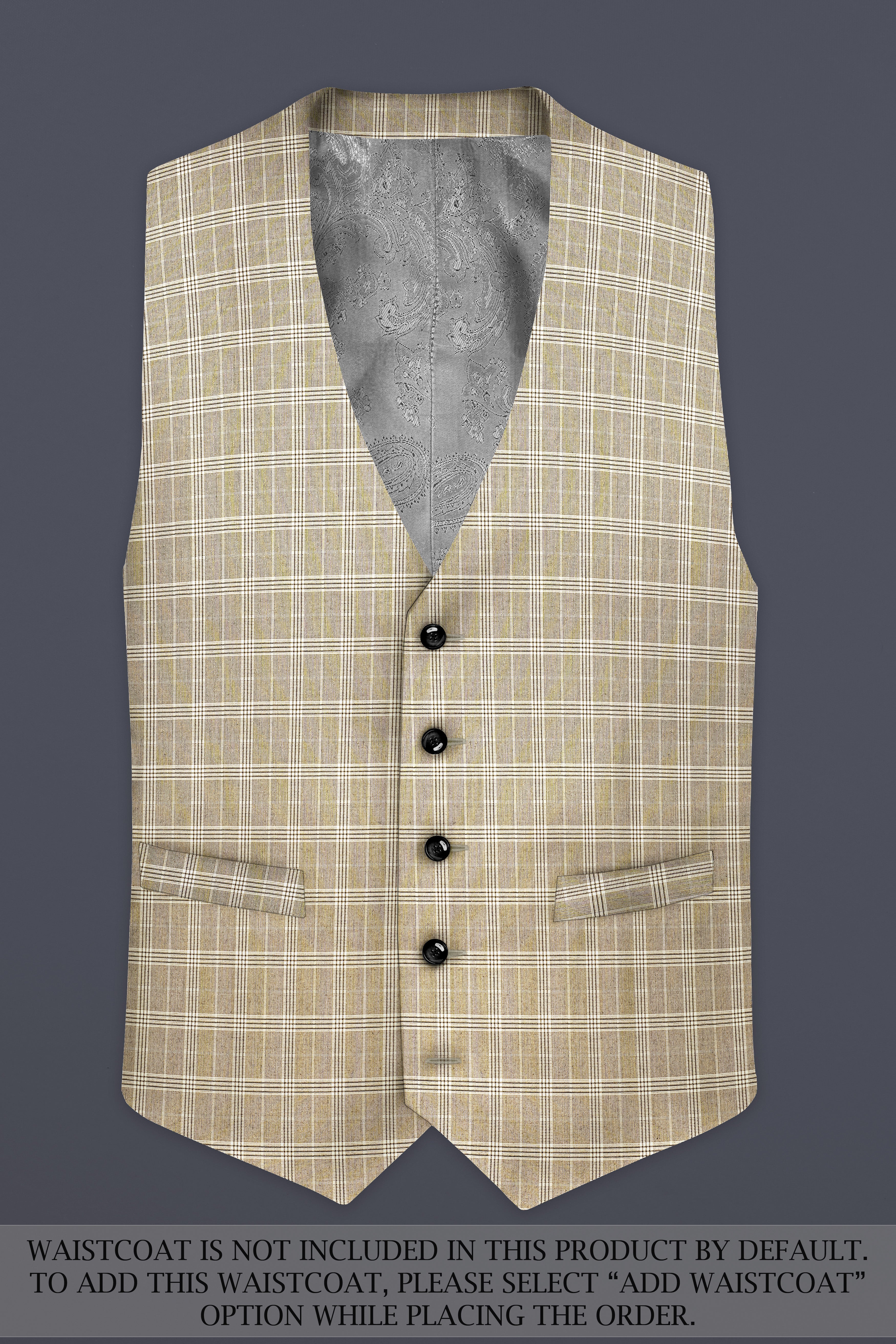 Eagle Cream Plaid Wool Rich Double Breasted Suit