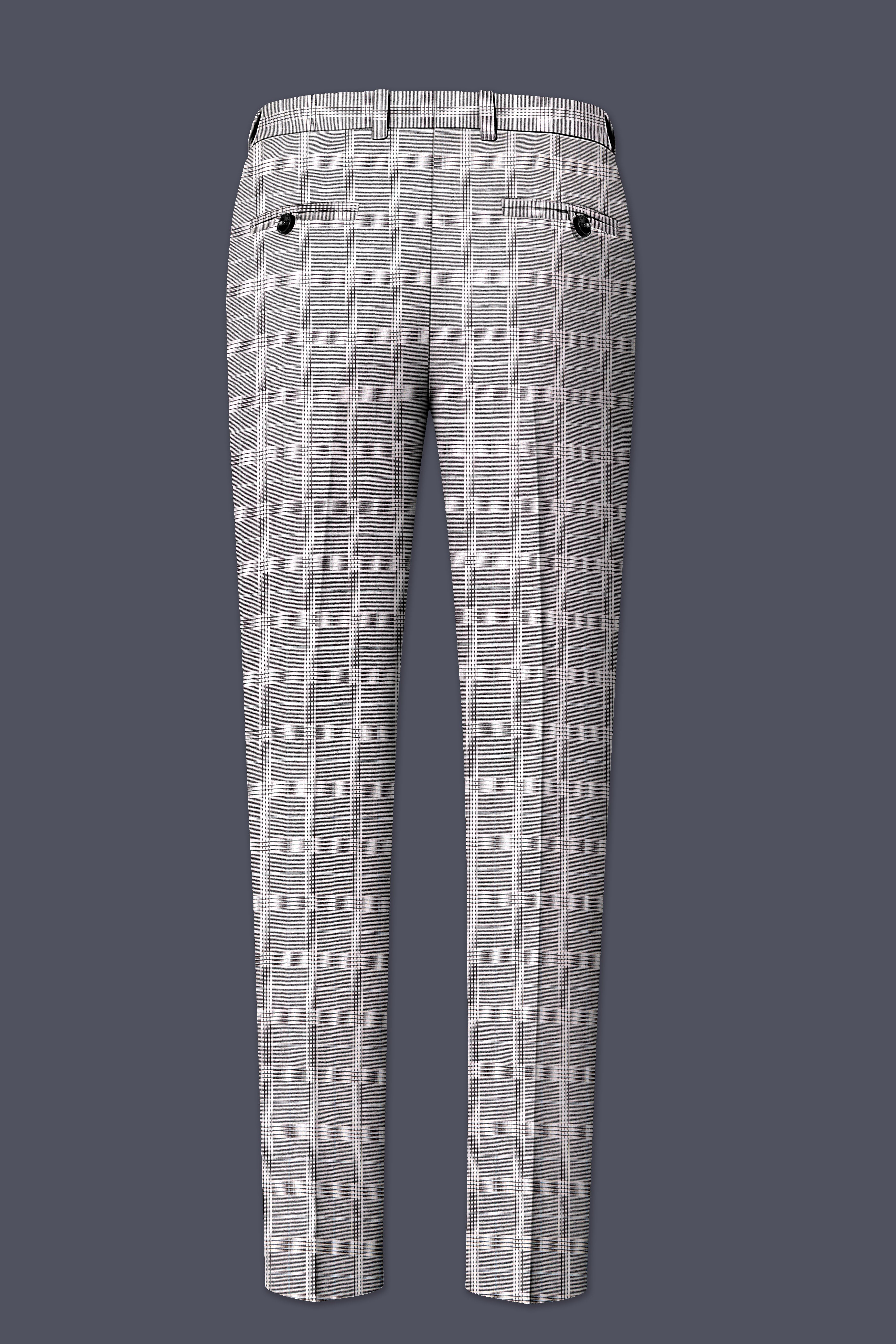 Monsoon Gray Plaid Wool Rich Cross Placket Bandhgala Suit