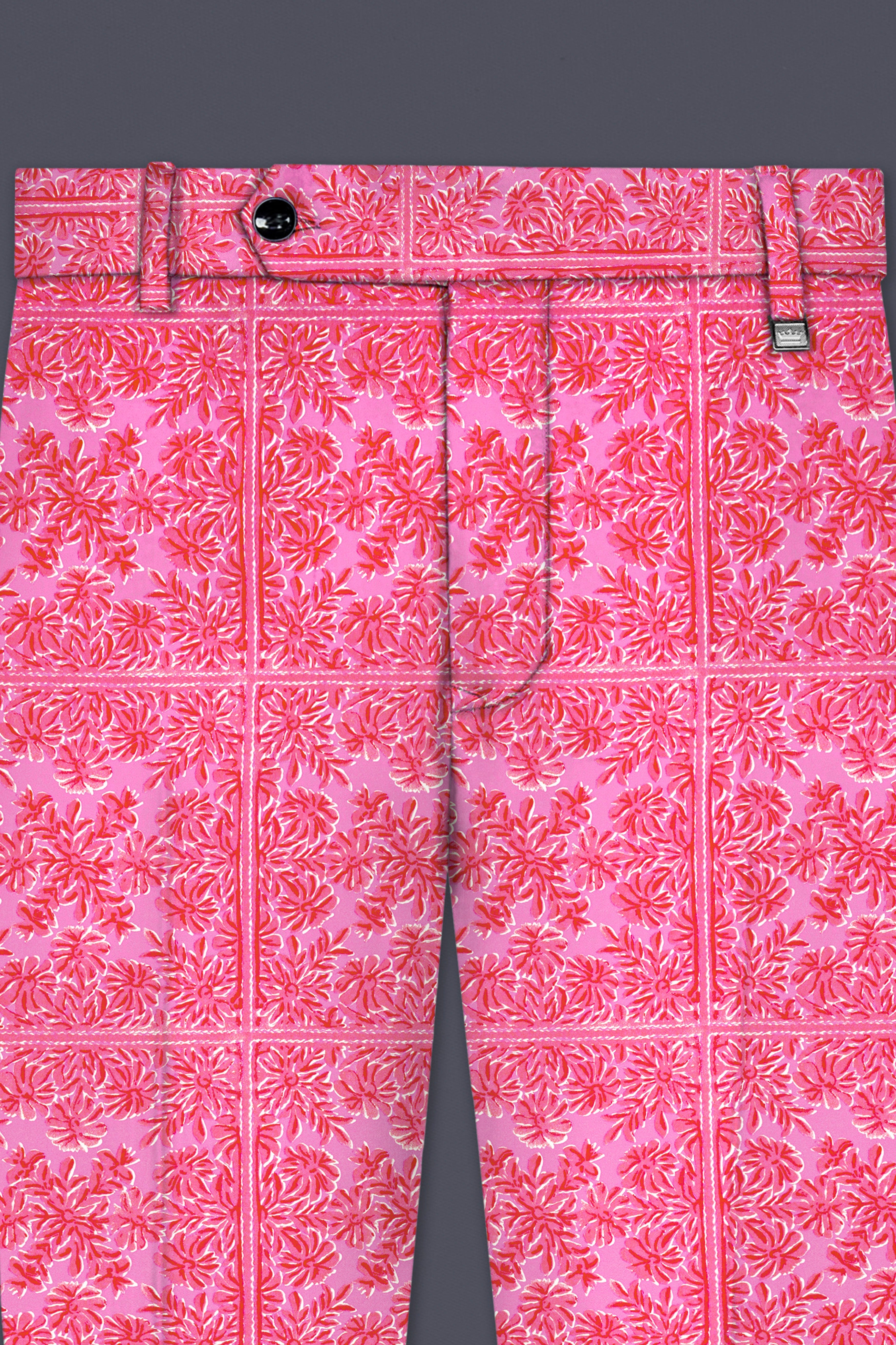 Thulian Pink Prints Cotton Single Breasted Sports Suit