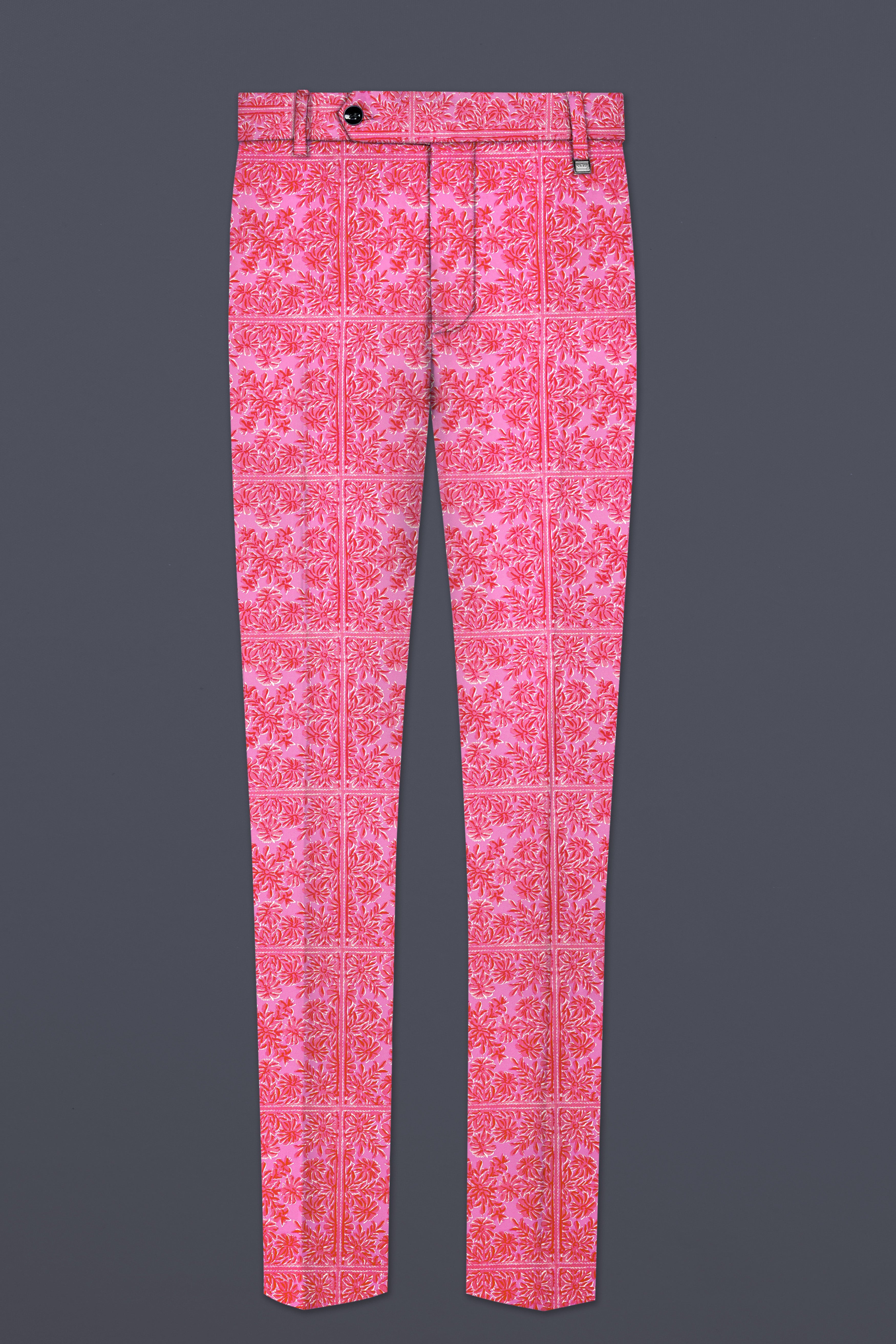 Thulian Pink Prints Cotton Single Breasted Sports Suit