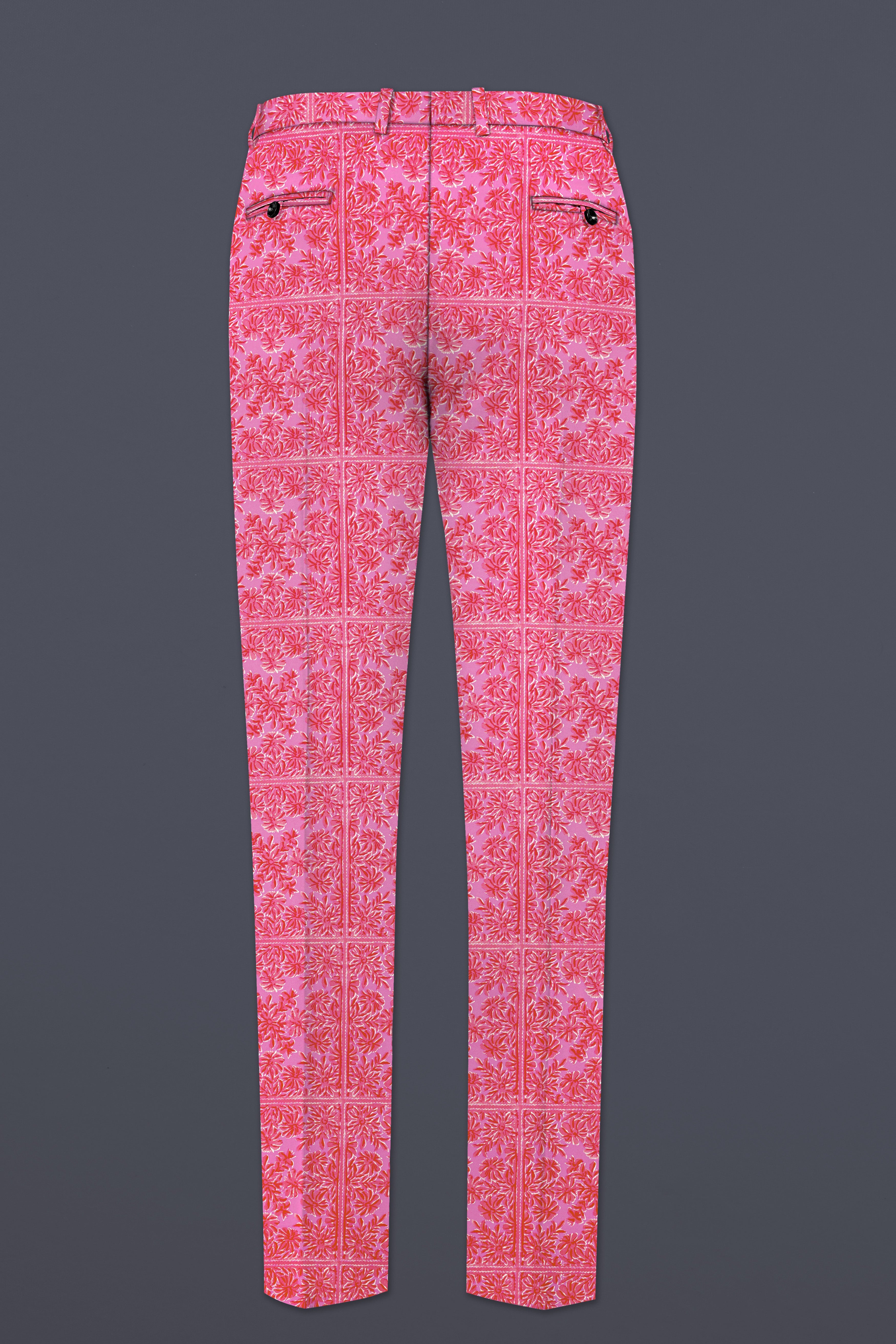 Thulian Pink Prints Cotton Single Breasted Sports Suit