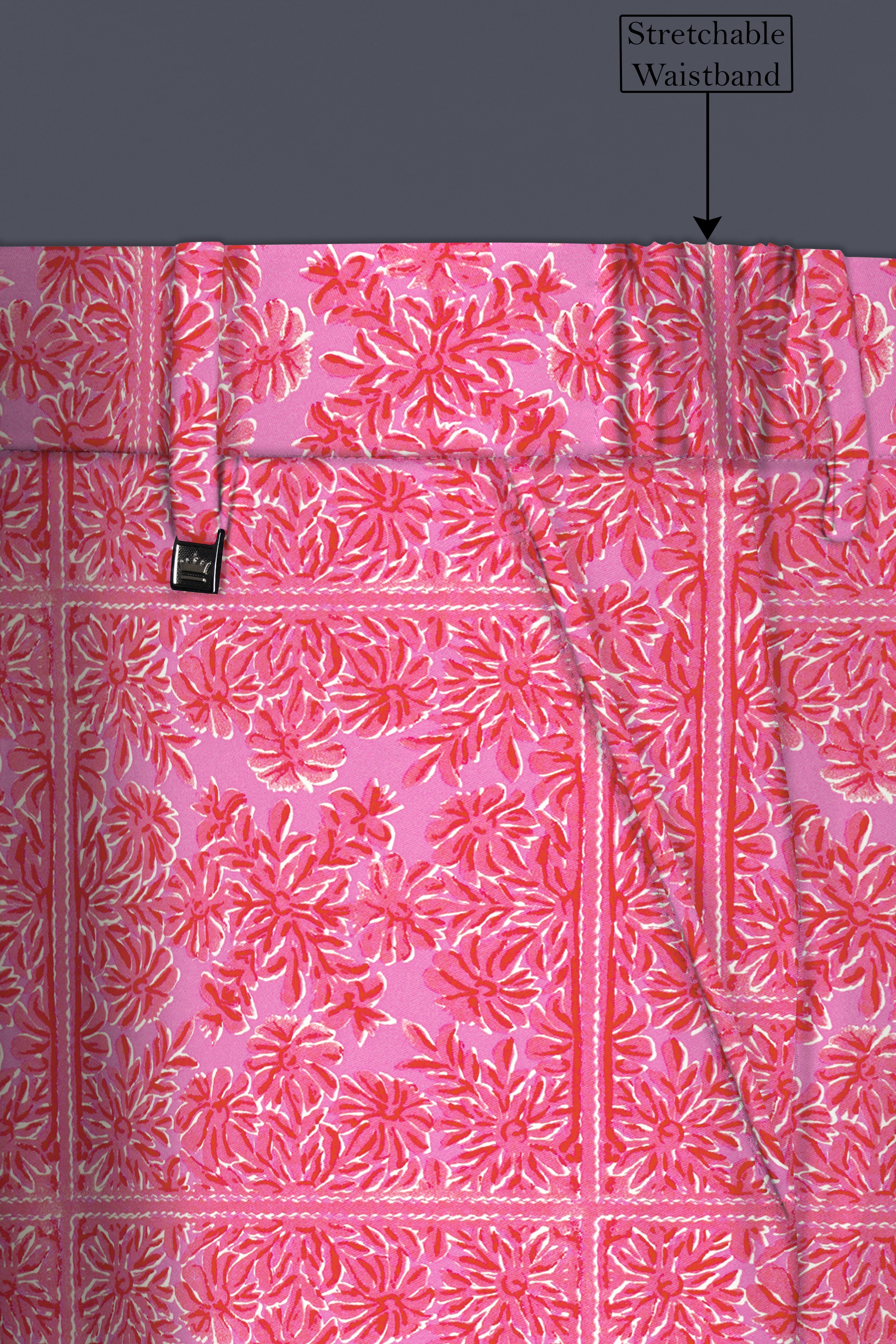 Thulian Pink Prints Cotton Single Breasted Sports Suit