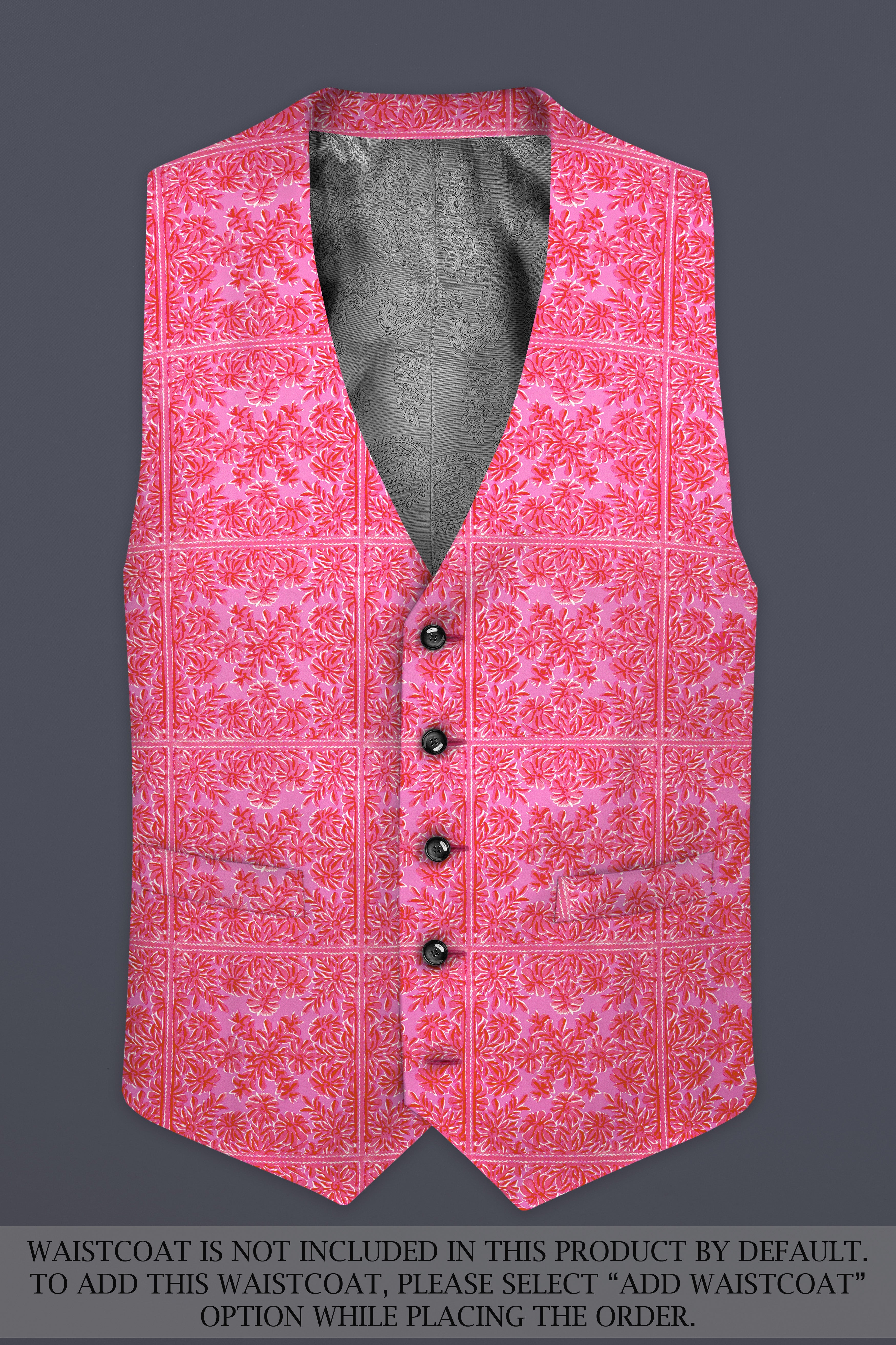 Thulian Pink Prints Cotton Single Breasted Sports Suit