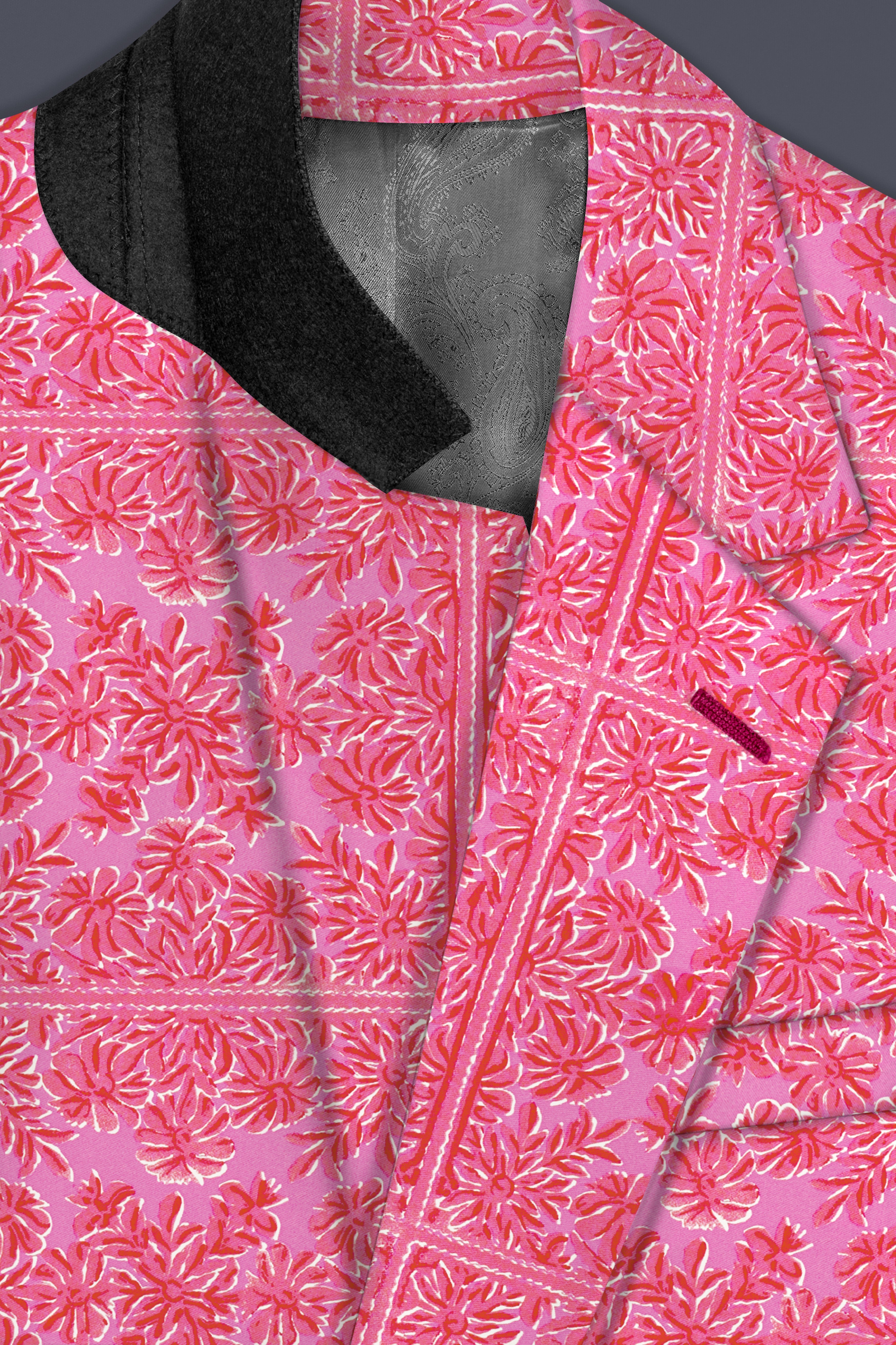 Thulian Pink Prints Cotton Single Breasted Sports Suit