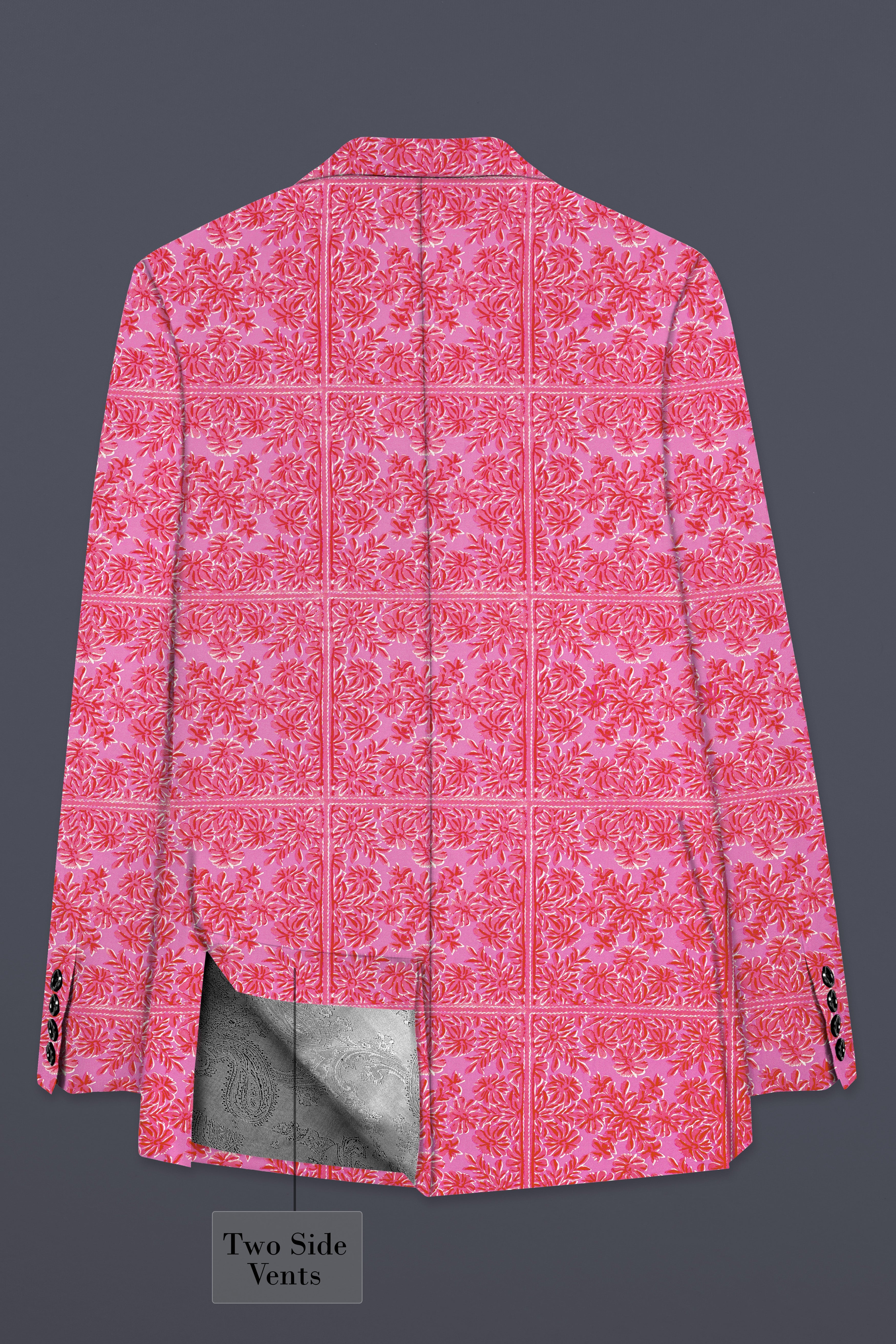 Thulian Pink Prints Cotton Single Breasted Sports Suit
