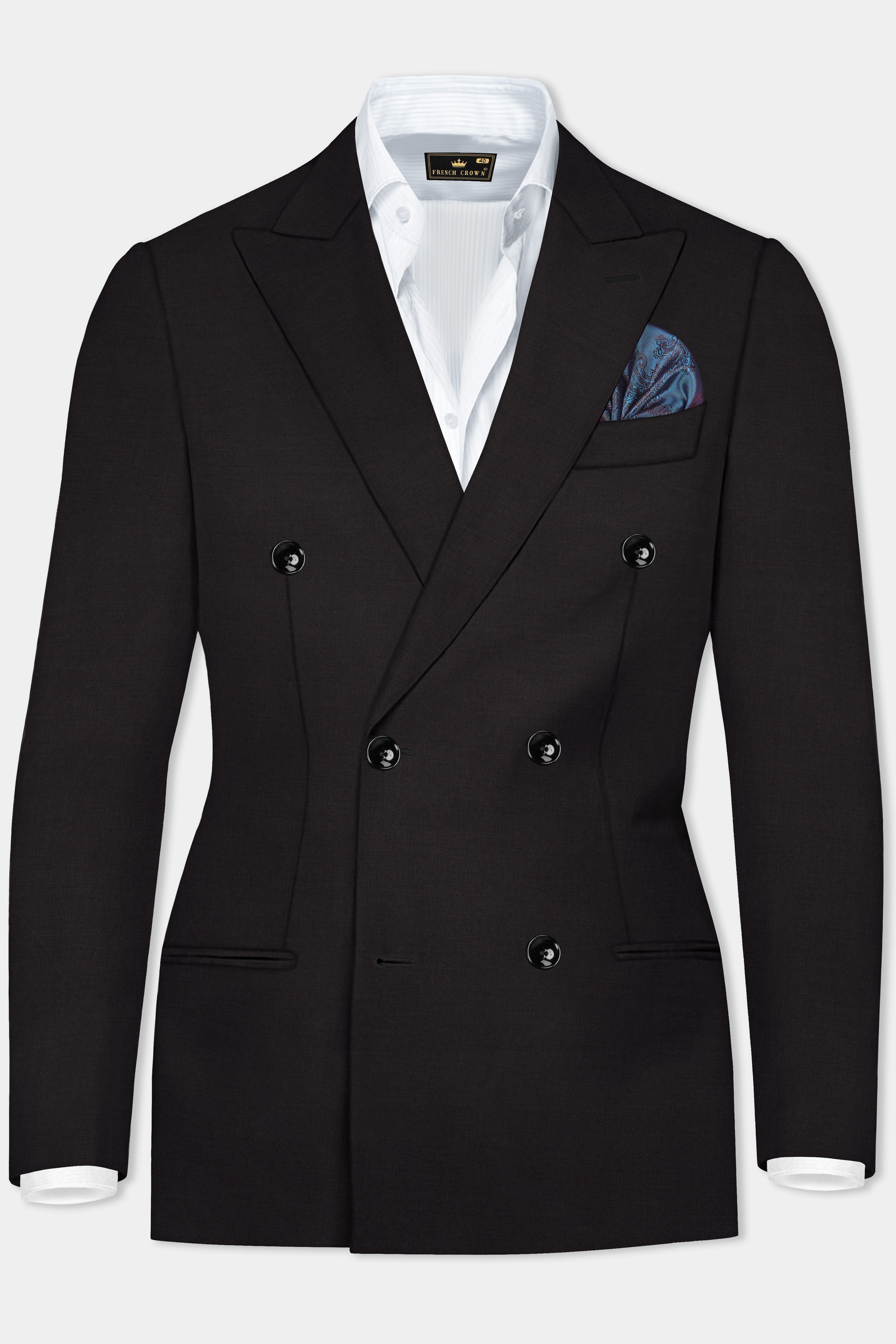 Zeus Brown Solid Wool Rich Double Breasted Suit