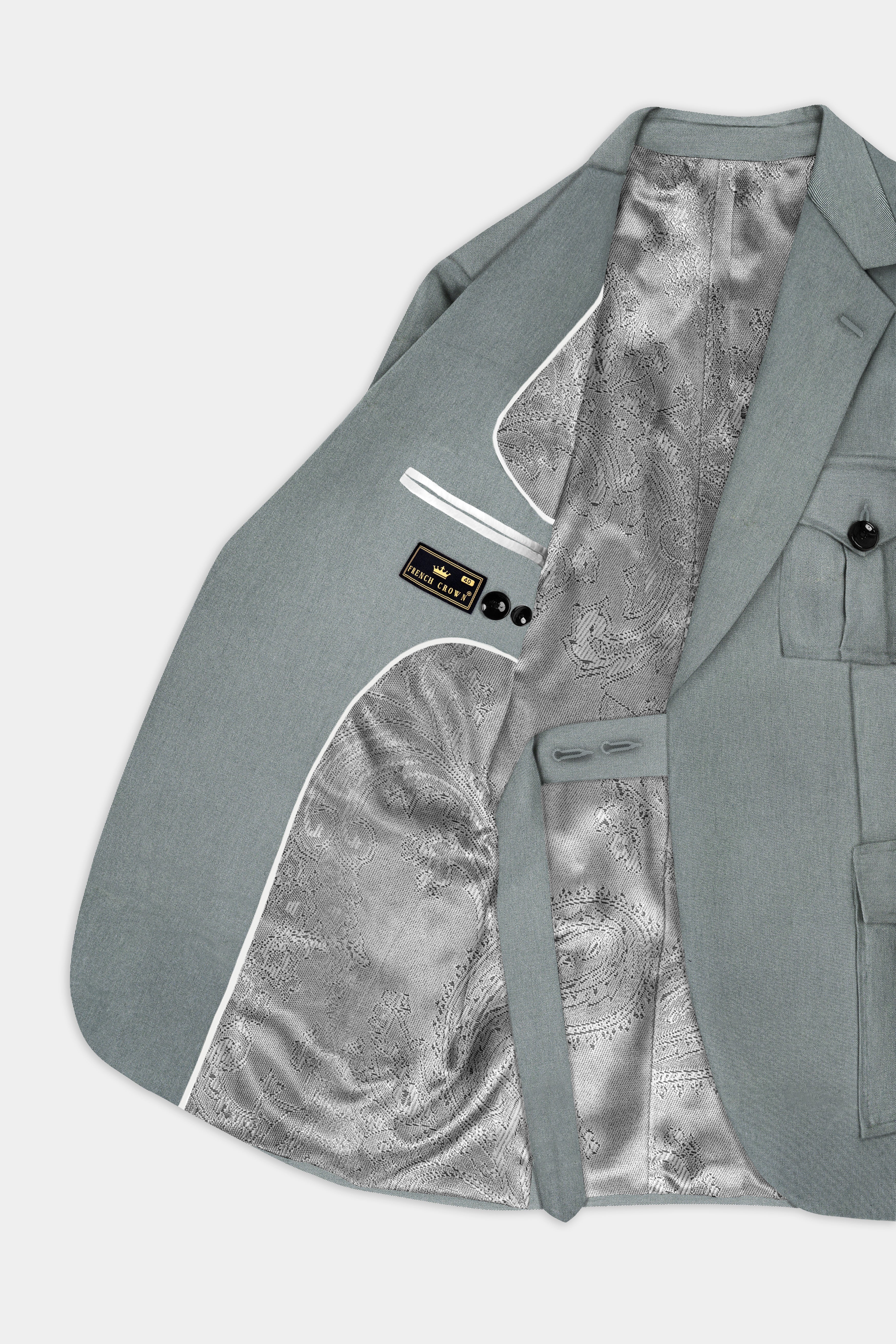 Smokey Gray Solid Cotton Belt Closure Designer Suit