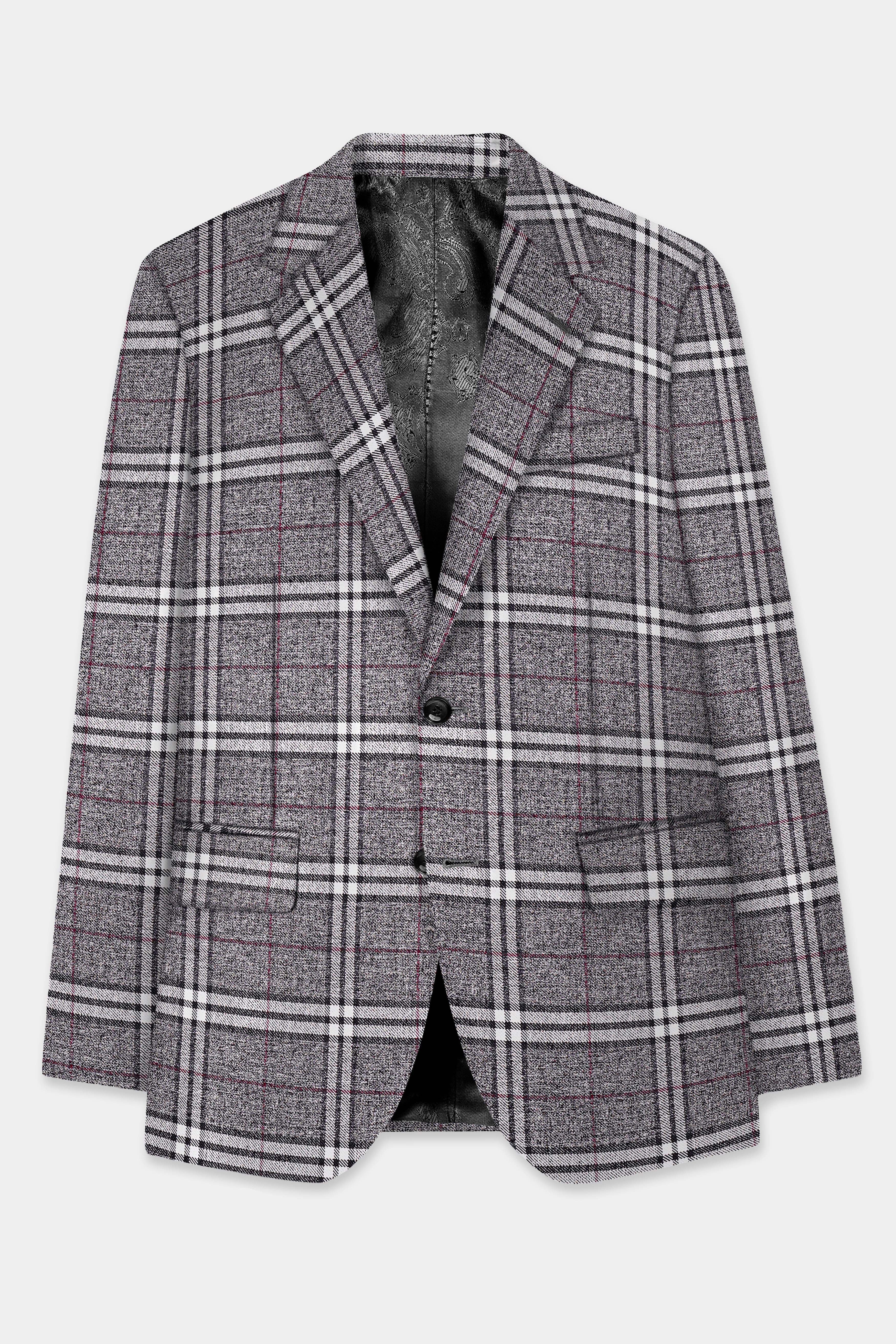 Granite Gray Plaid Wool Rich Single Breasted Suit