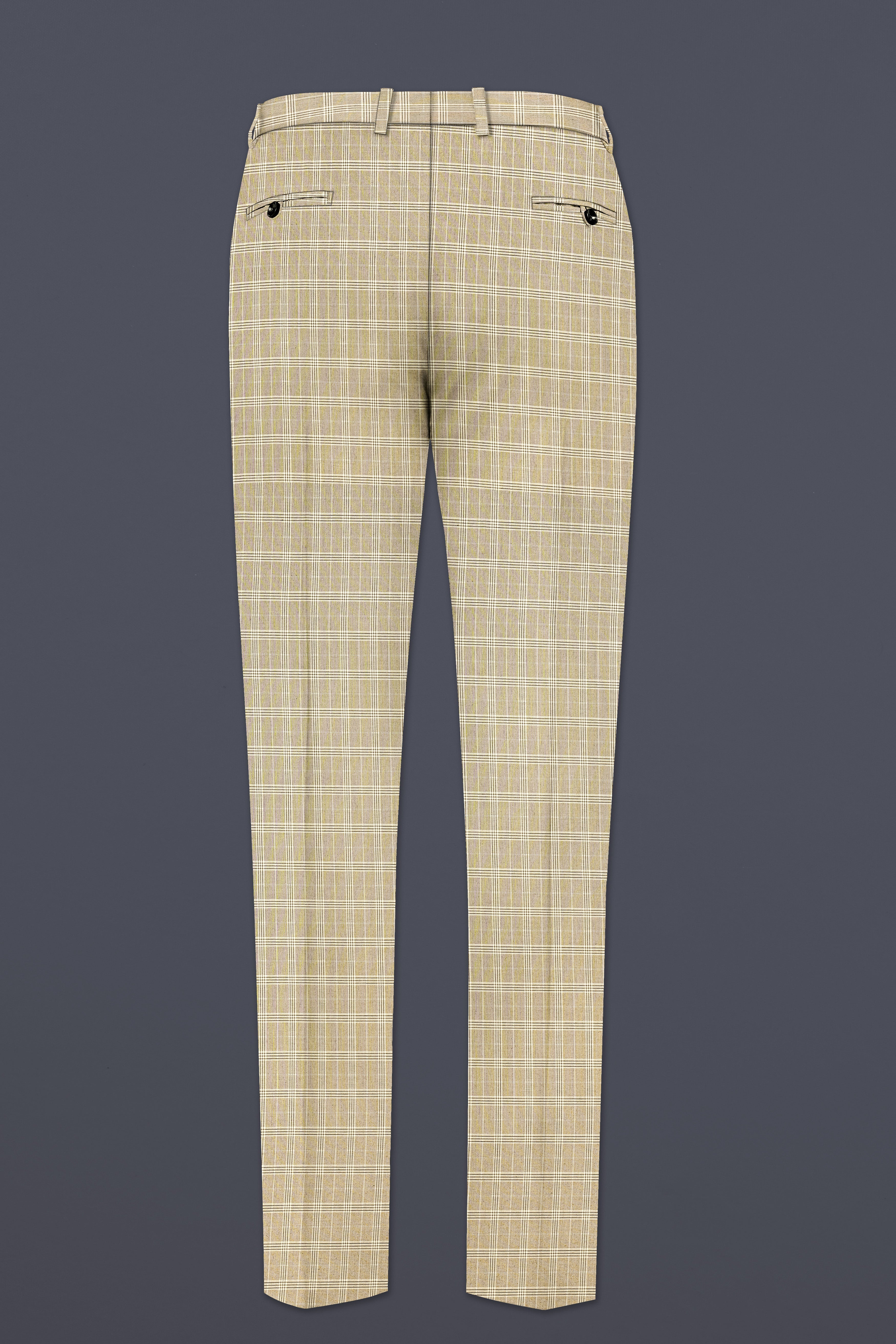 Eagle Cream Plaid Wool Rich Bandhgala Suit