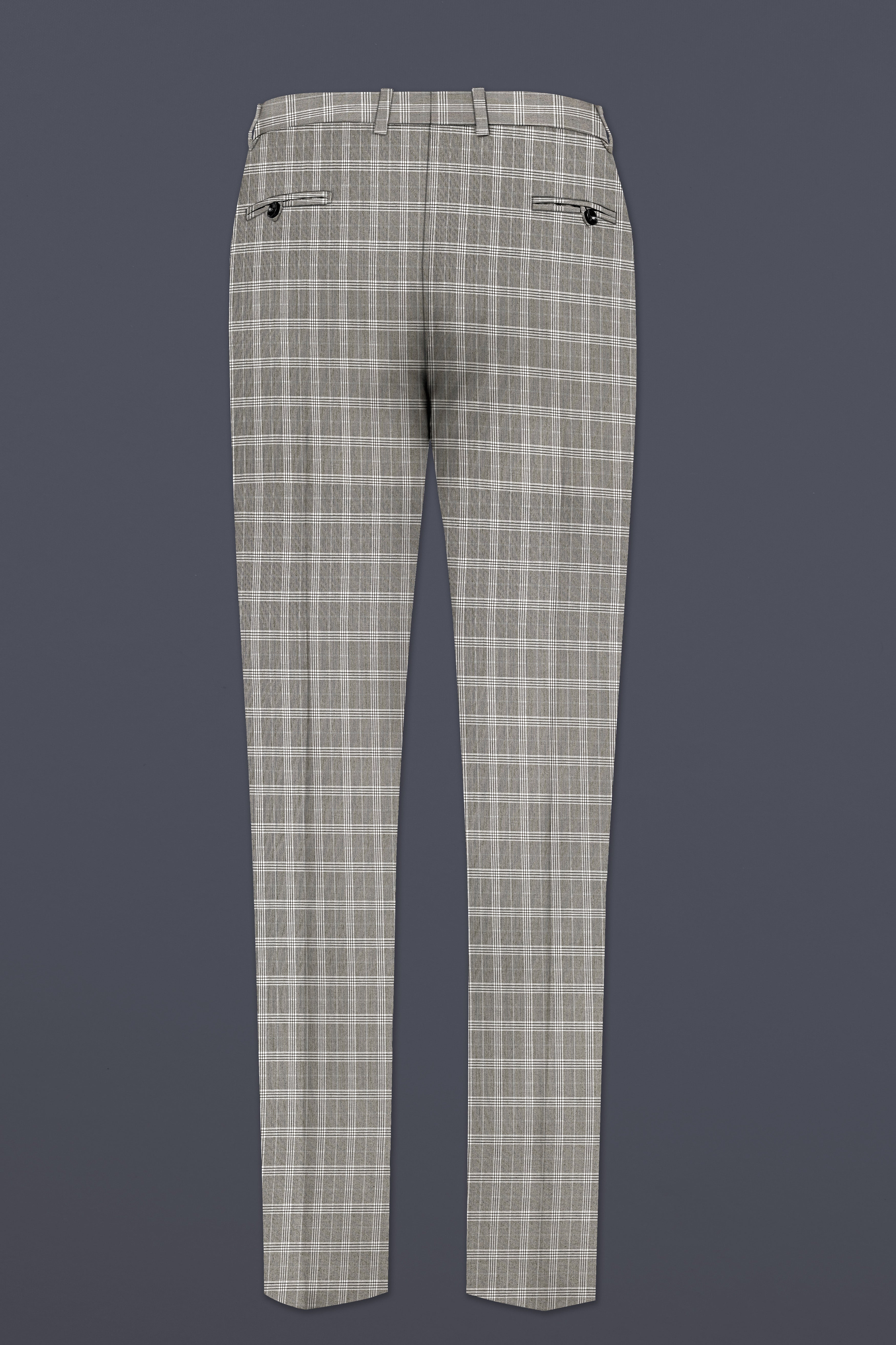 Venus Gray Plaid Wool Rich Cross Placket Bandhgala Suit