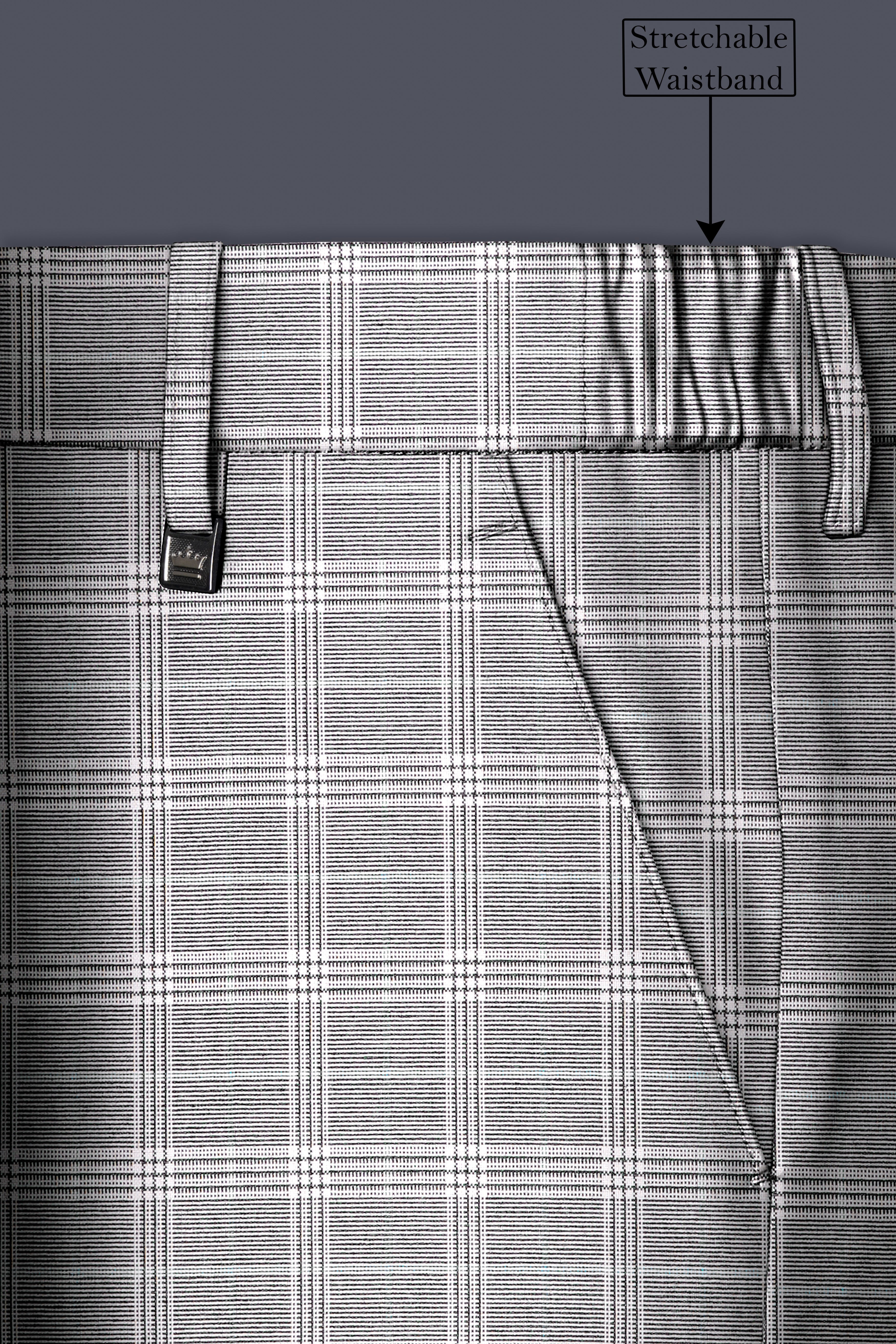 Venus Gray Plaid Wool Rich Cross Placket Bandhgala Suit