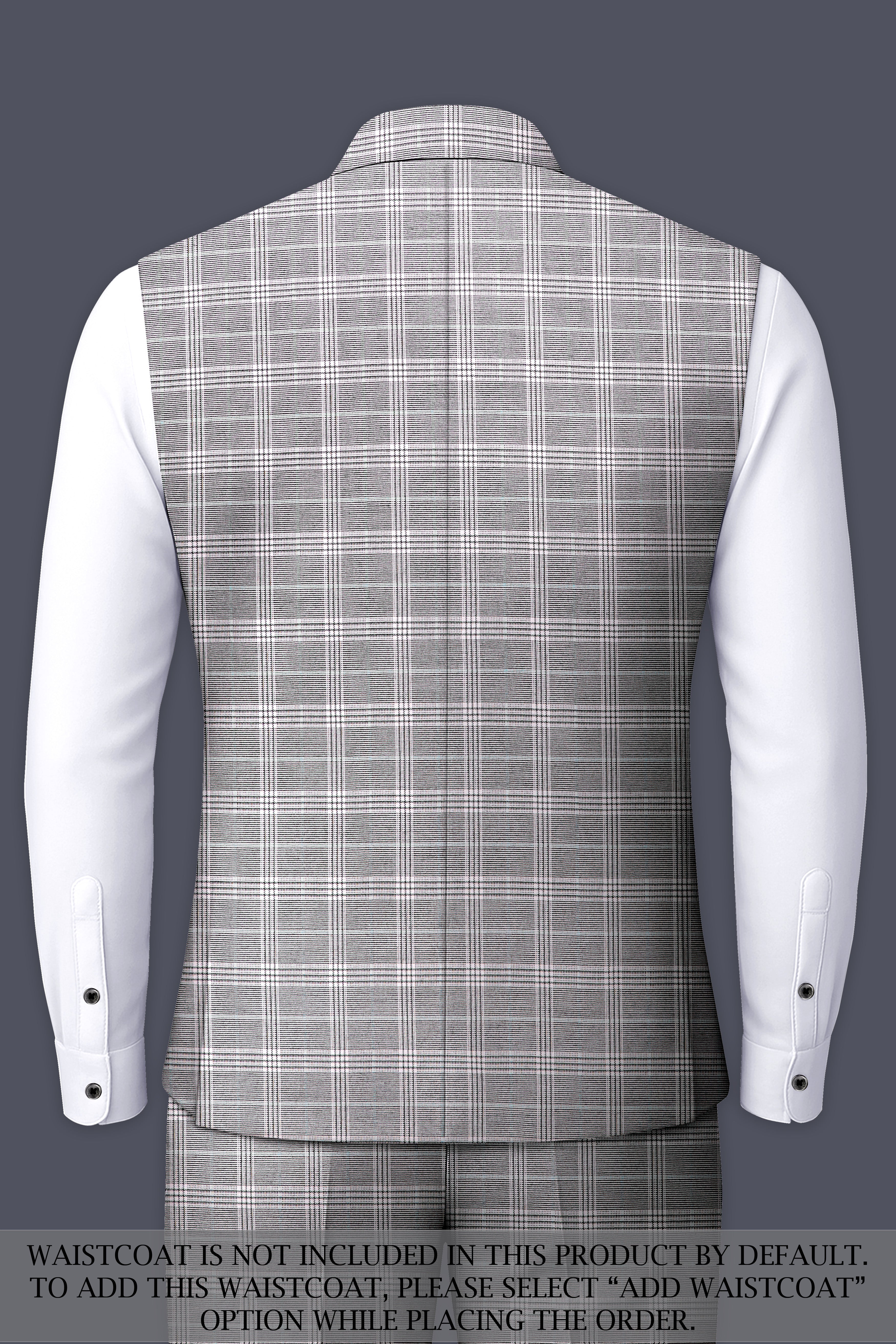 Venus Gray Plaid Wool Rich Cross Placket Bandhgala Suit