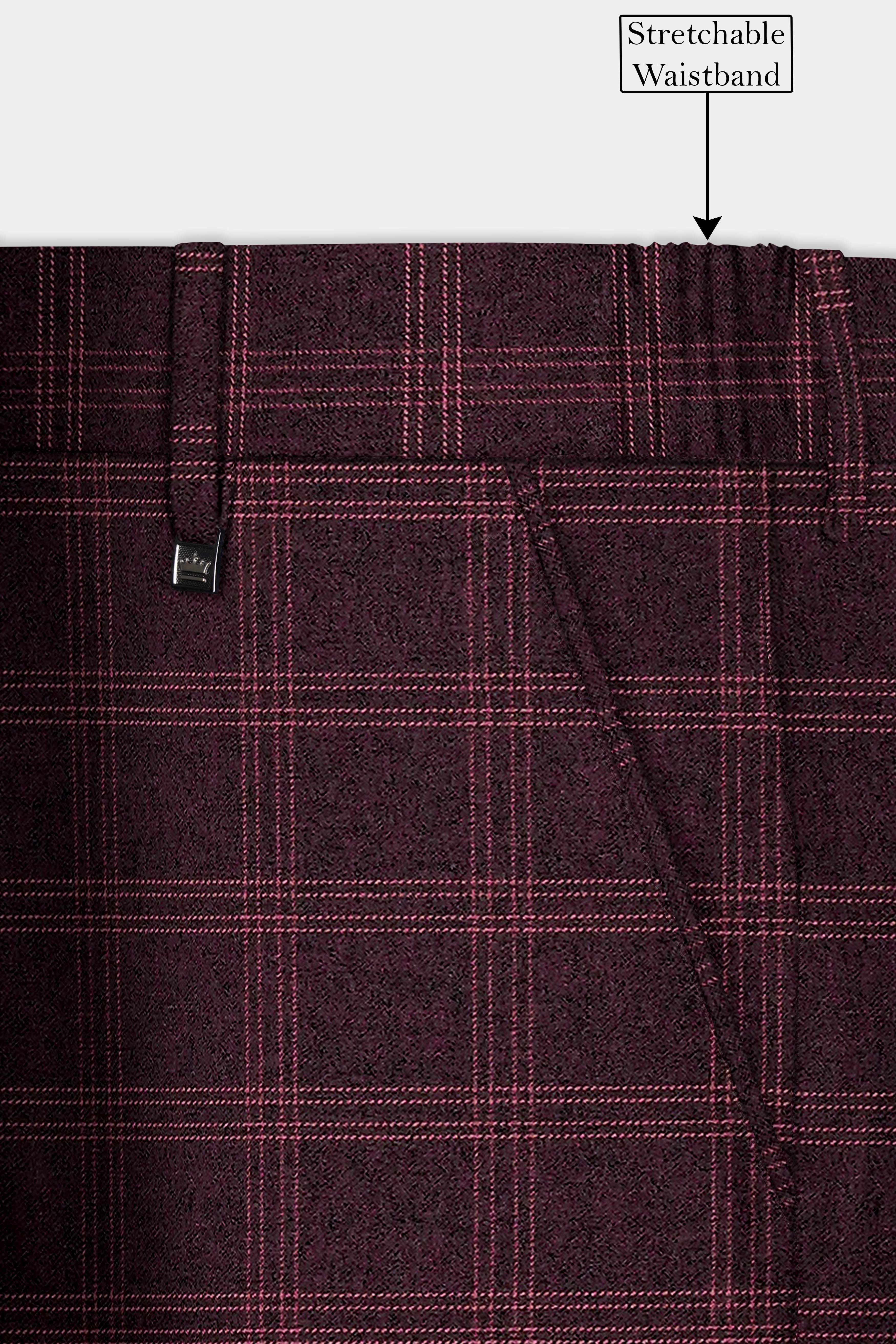 Russett Maroon Plaid Wool Rich Single Breasted Suit