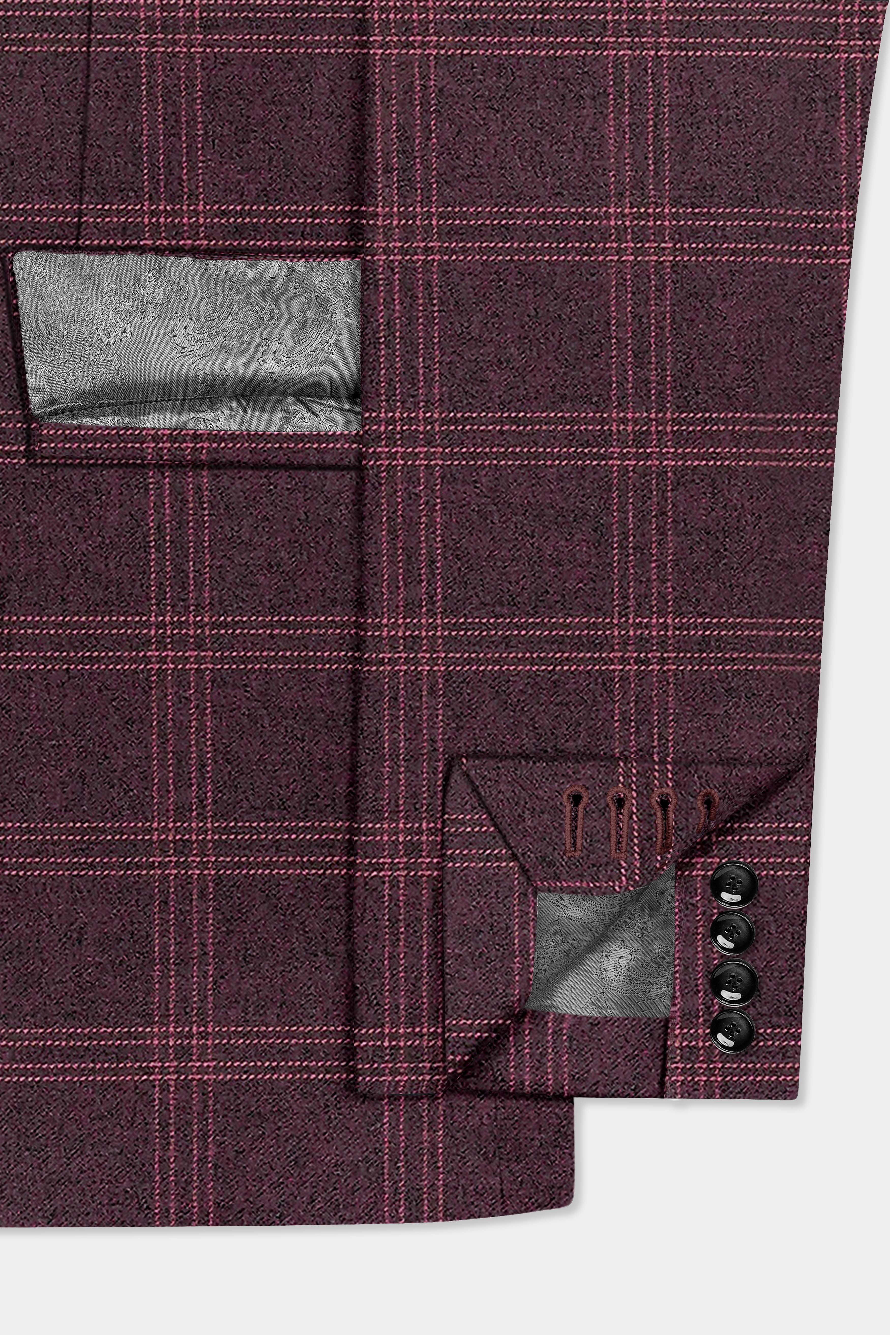 Russett Maroon Plaid Wool Rich Single Breasted Suit