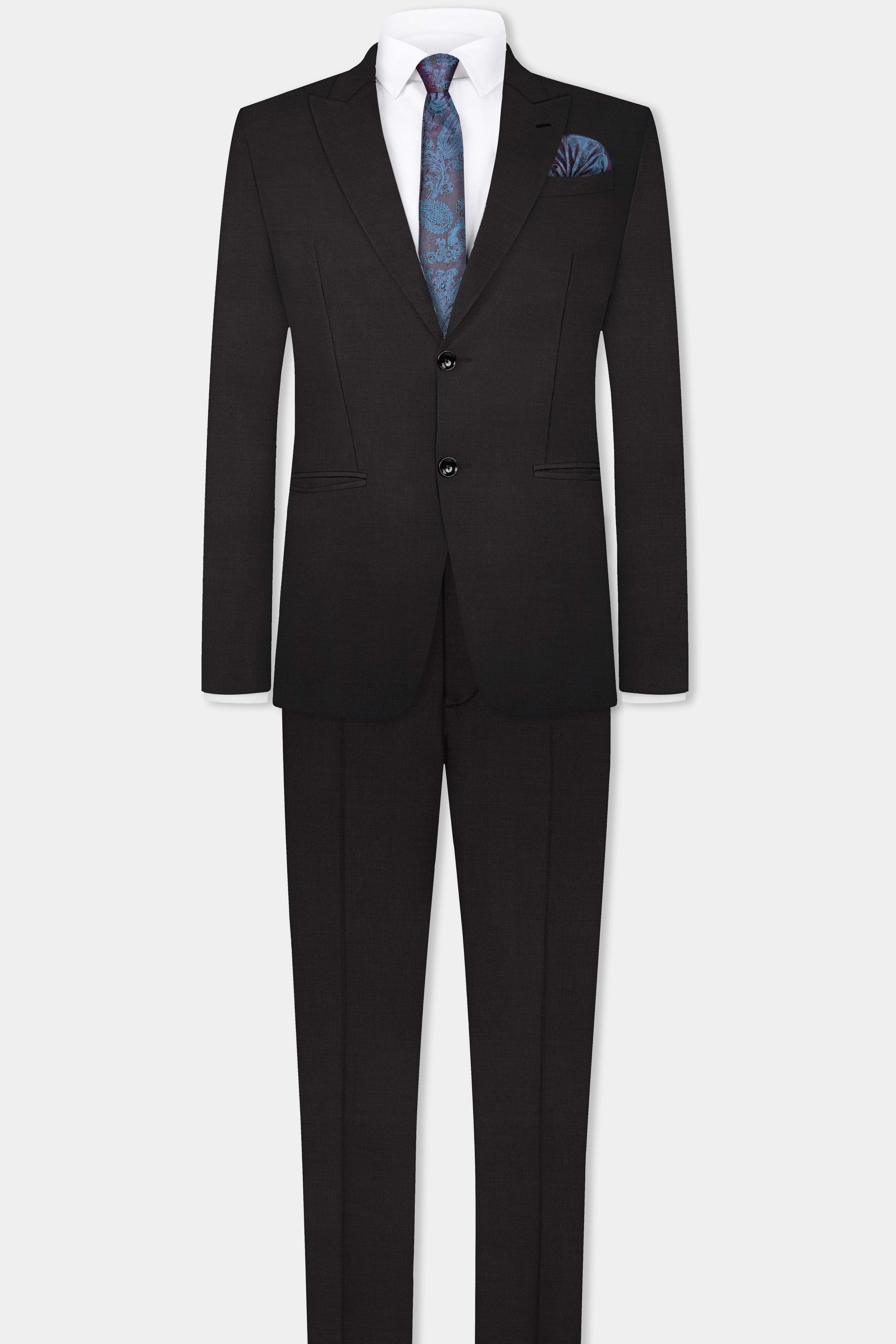 Zeus brown Solid Wool Rich Single Breasted Suit