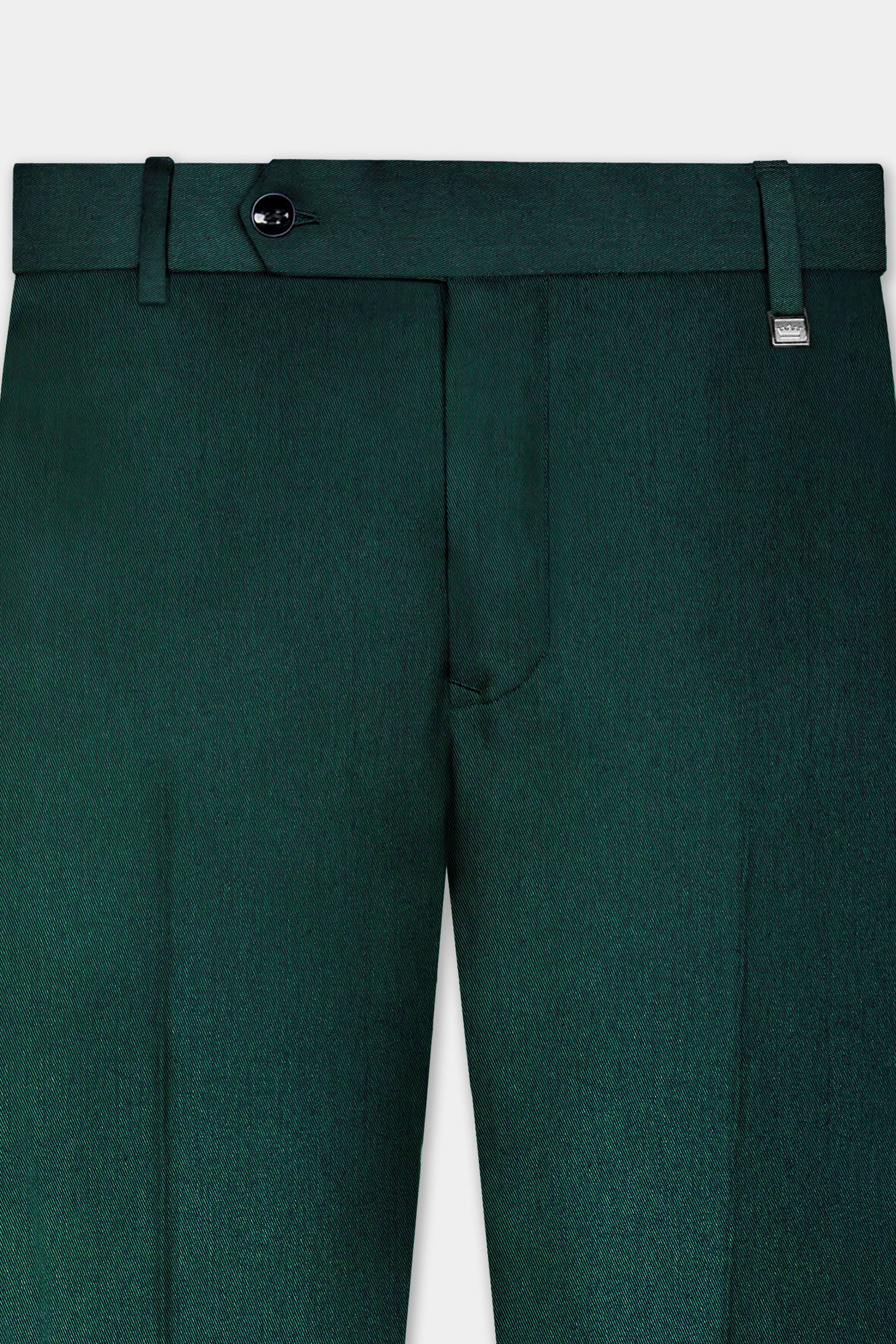 Phthalo Green Solid Cotton Double Breasted Suit