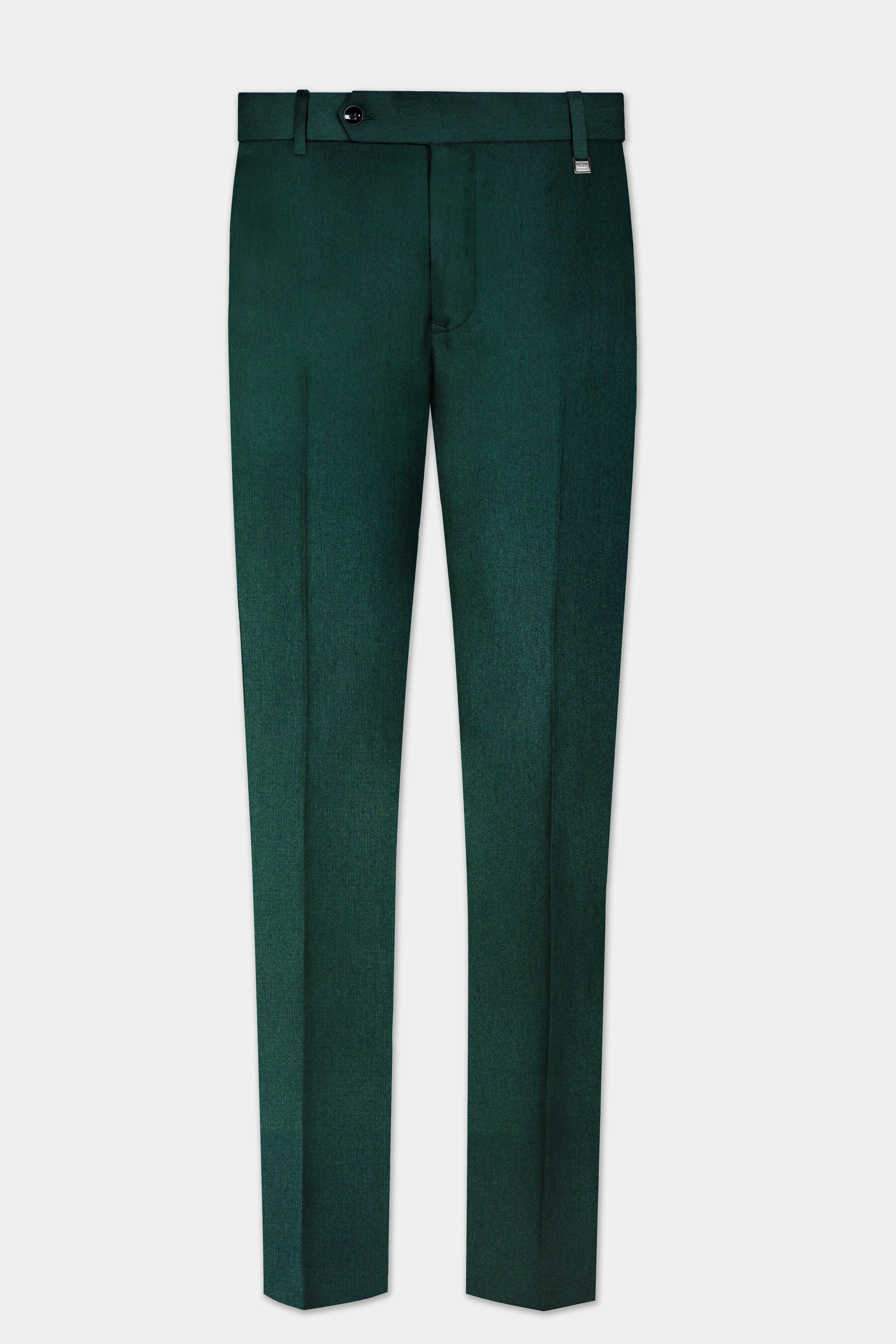 Phthalo Green Solid Cotton Double Breasted Suit