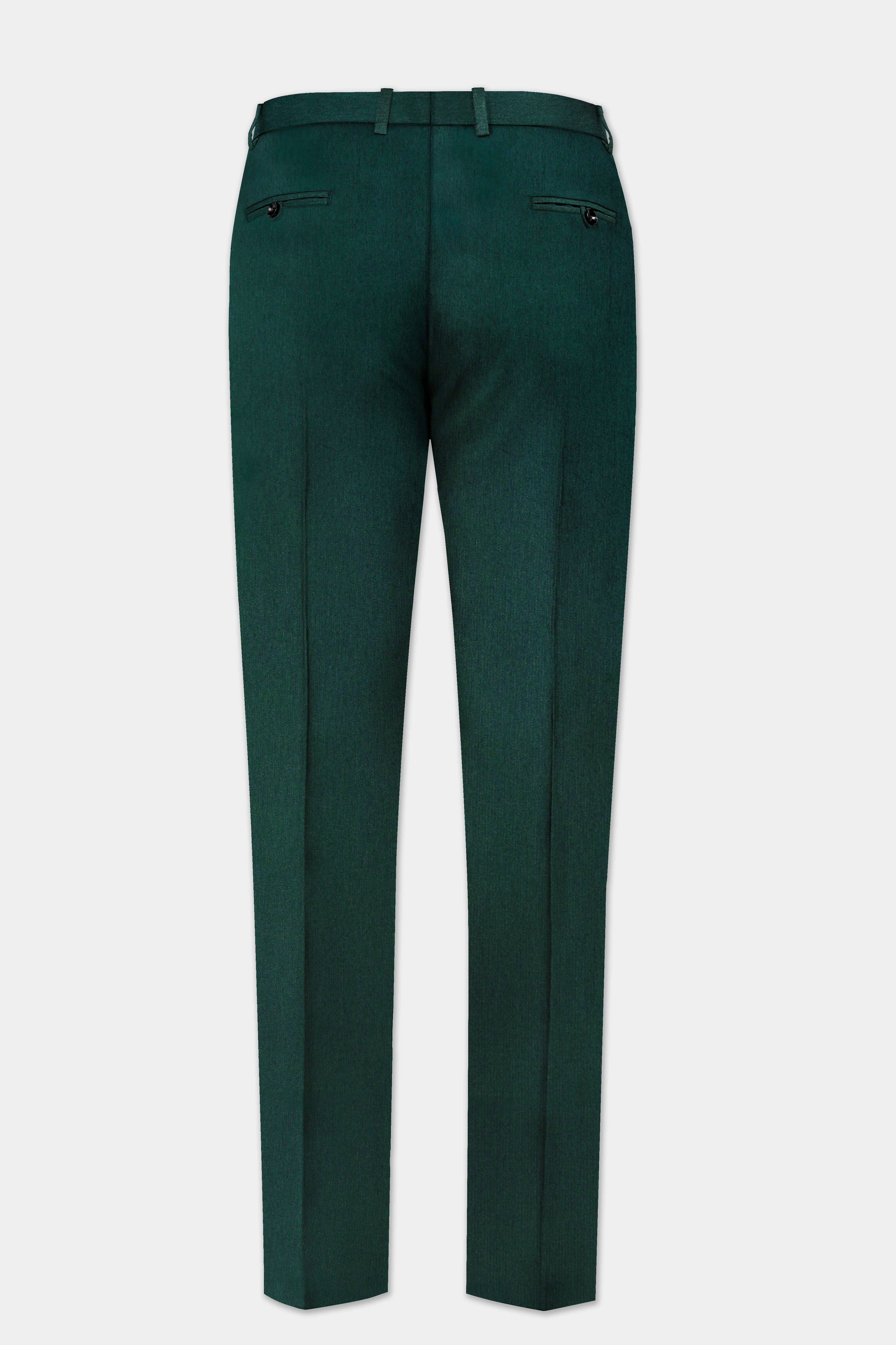 Phthalo Green Solid Cotton Double Breasted Suit