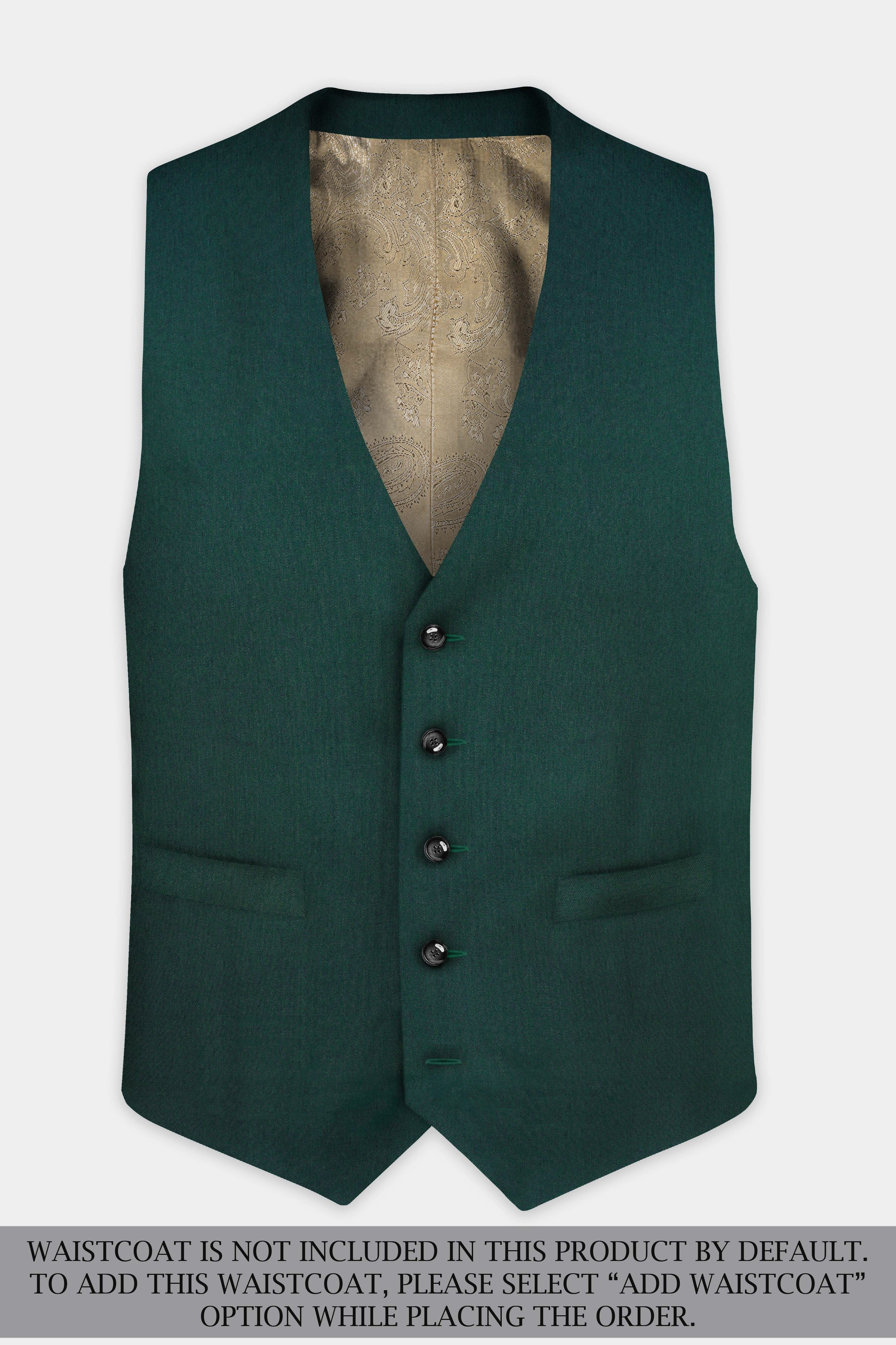 Phthalo Green Solid Cotton Double Breasted Suit