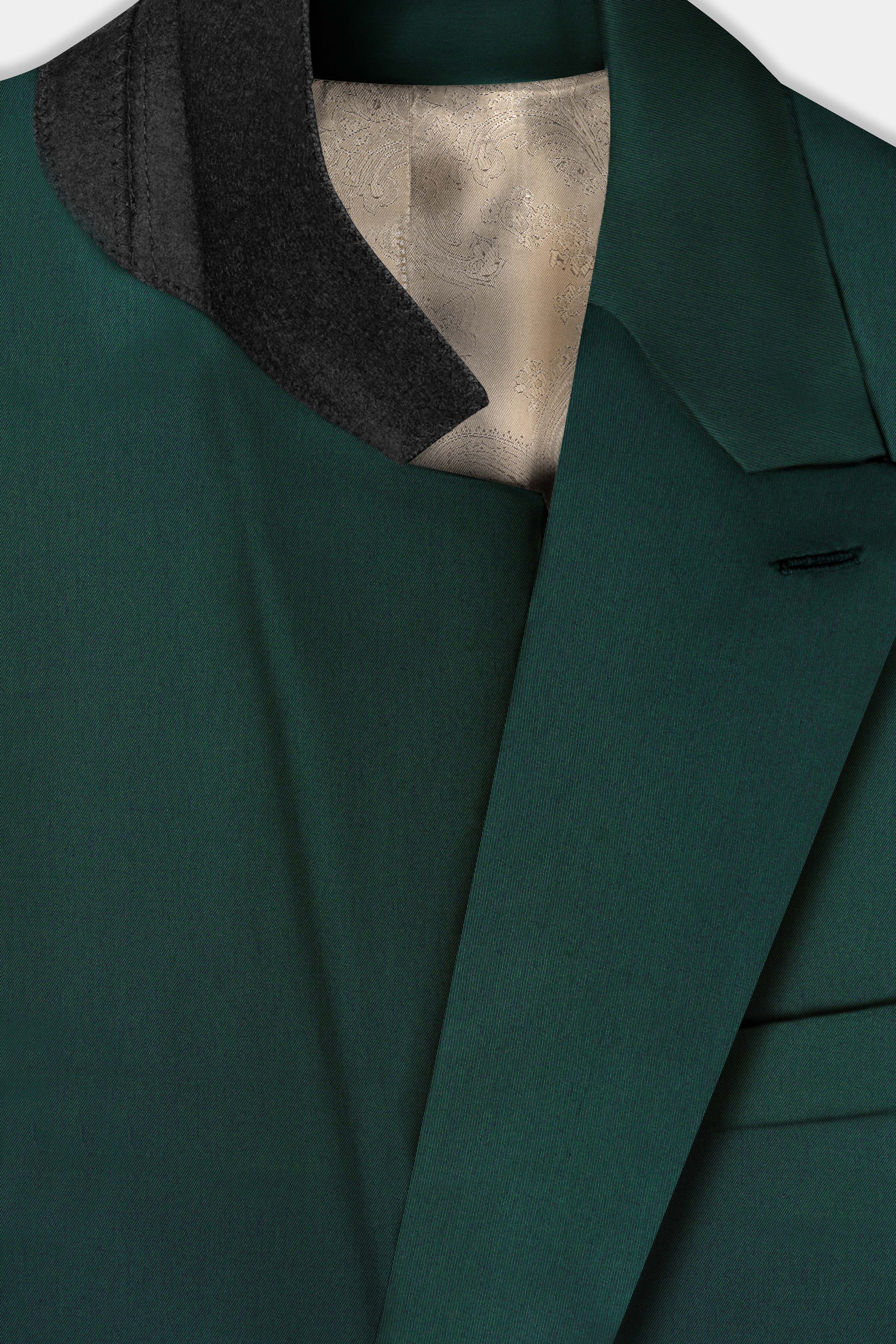 Phthalo Green Solid Cotton Double Breasted Suit