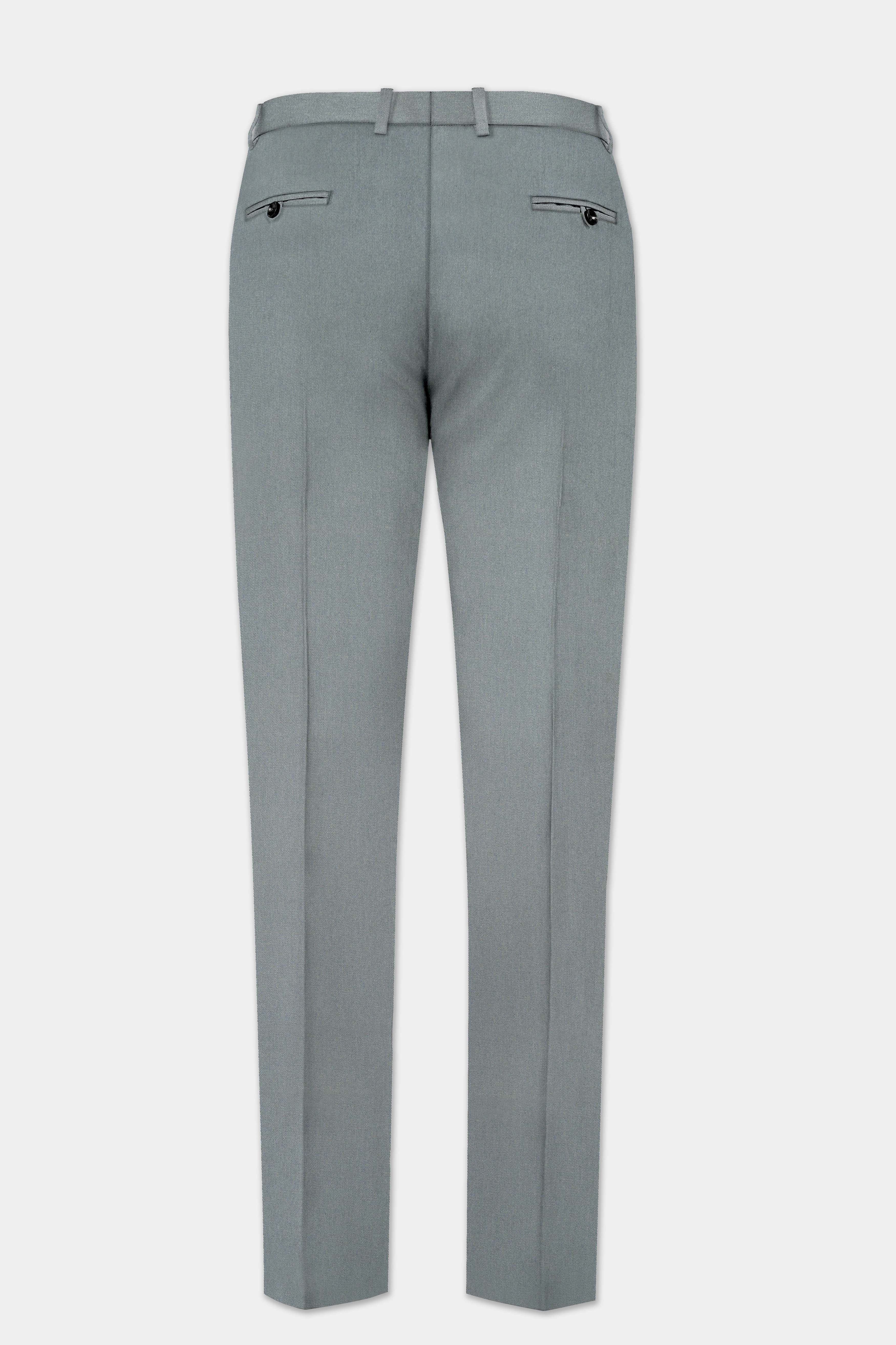 Smokey Gray Solid Cotton Double Breasted Suit