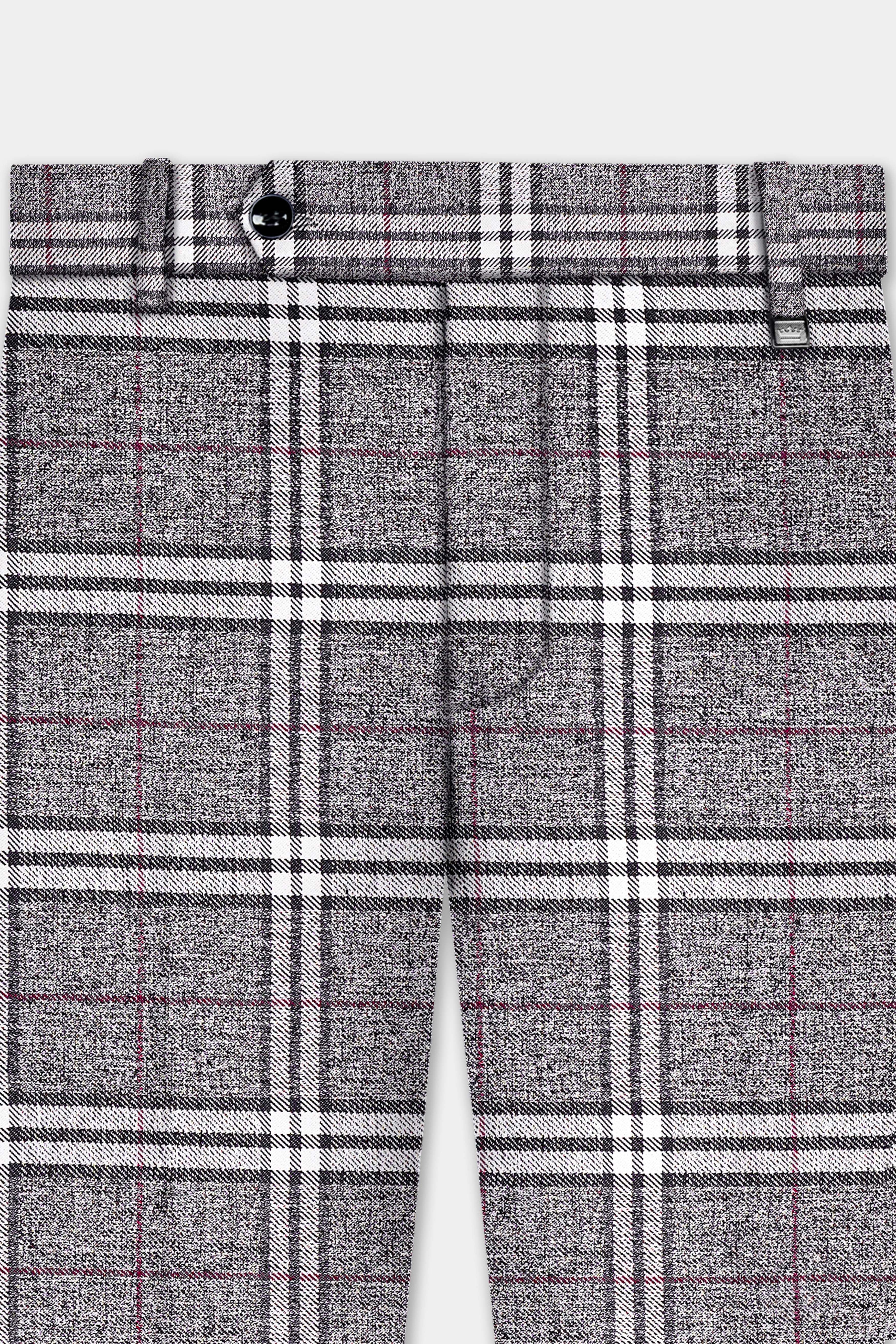 Granite Gray Plaid Wool Rich Double Breasted Suit
