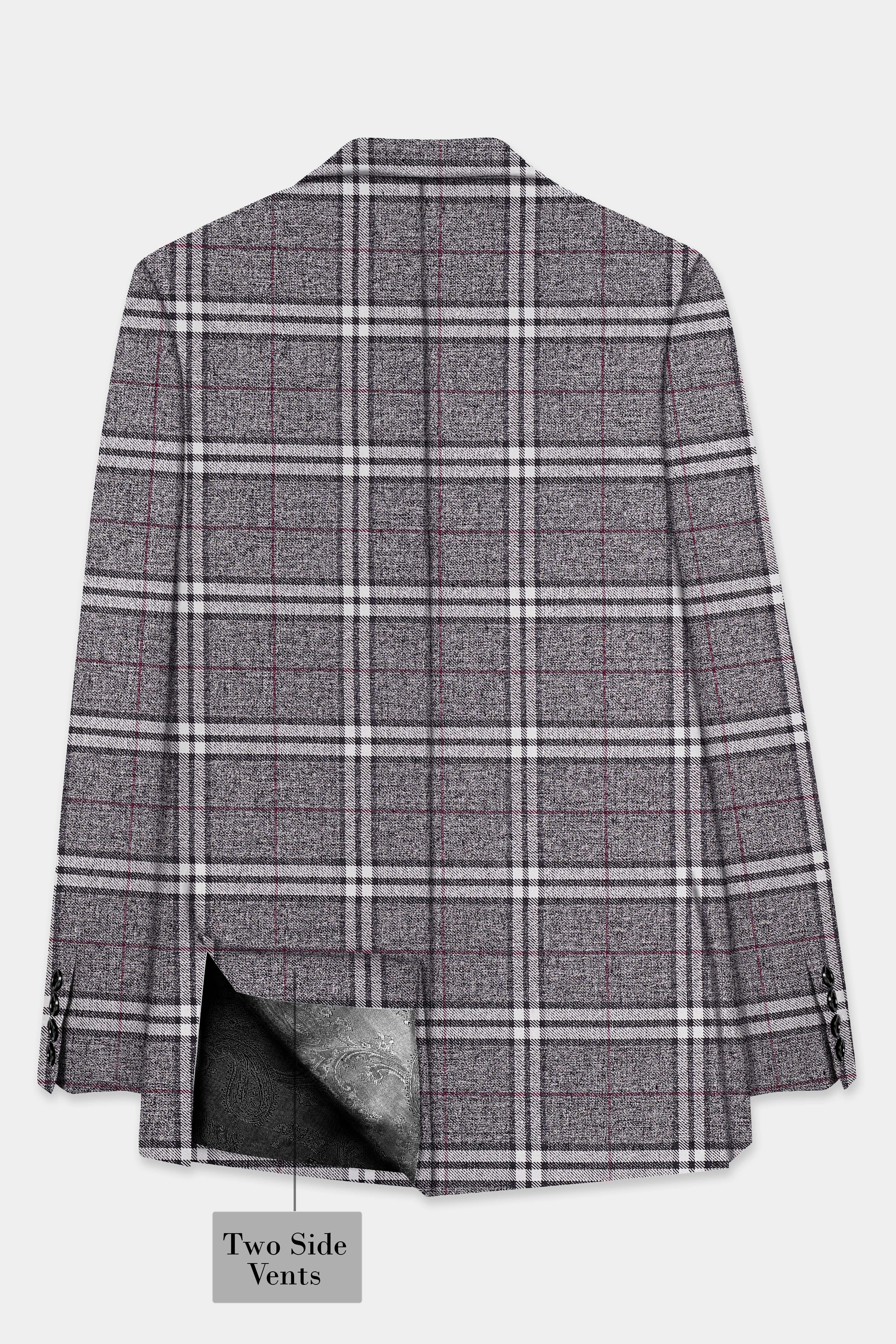 Granite Gray Plaid Wool Rich Double Breasted Suit