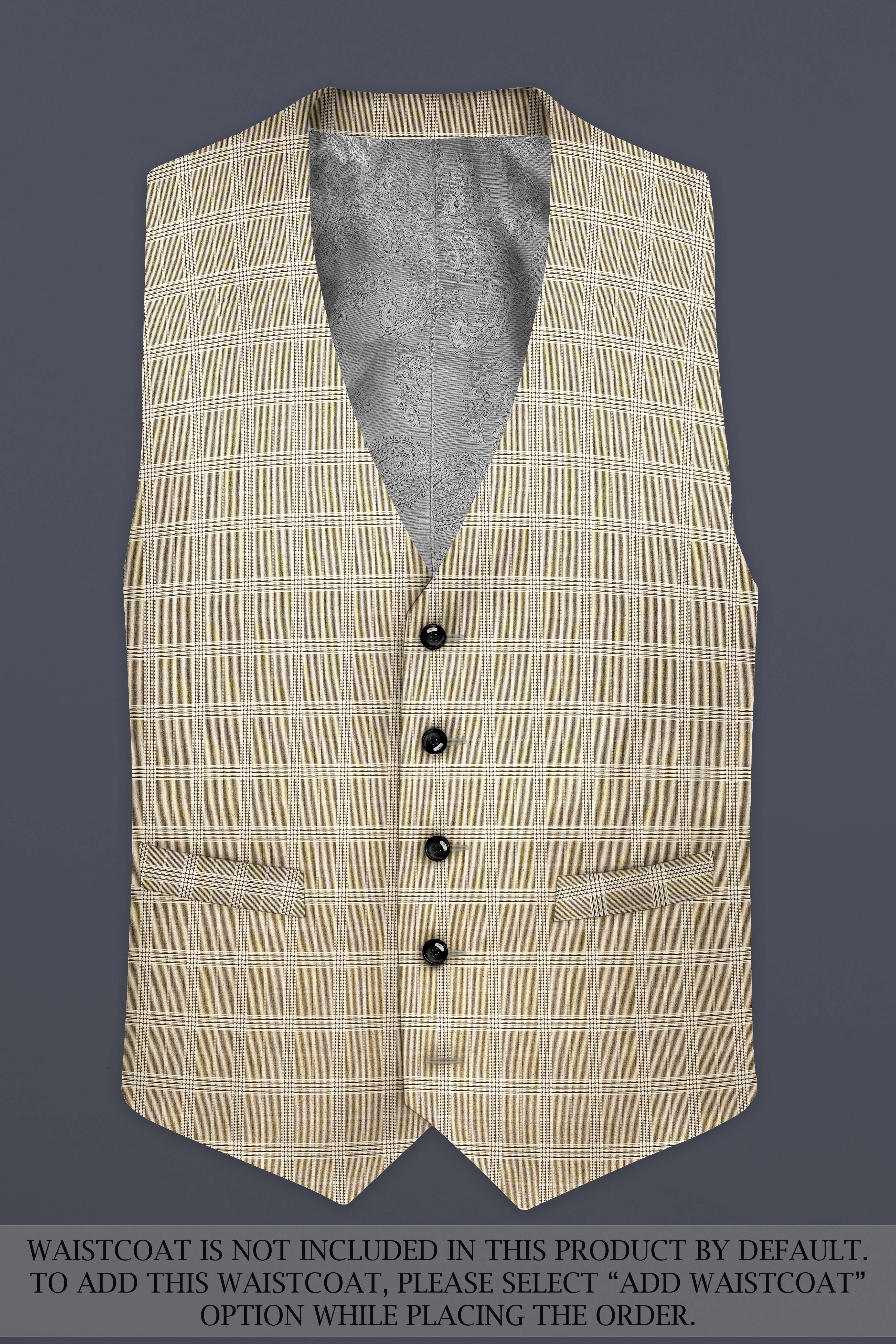 Eagle Cream Plaid Wool Rich Single Breasted Sports Suit