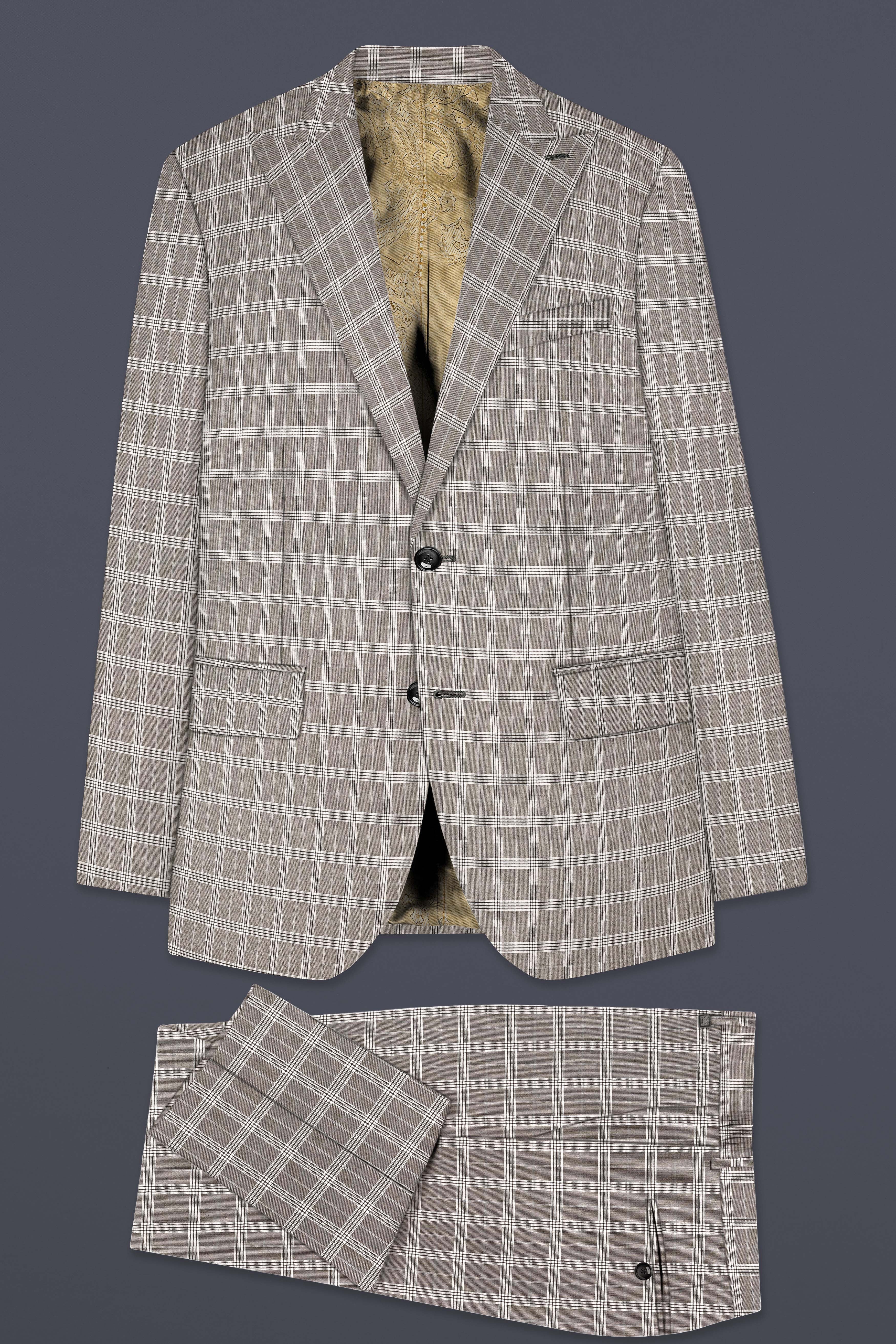 Monsoon Gray Plaid Wool Rich Single Breasted Suit