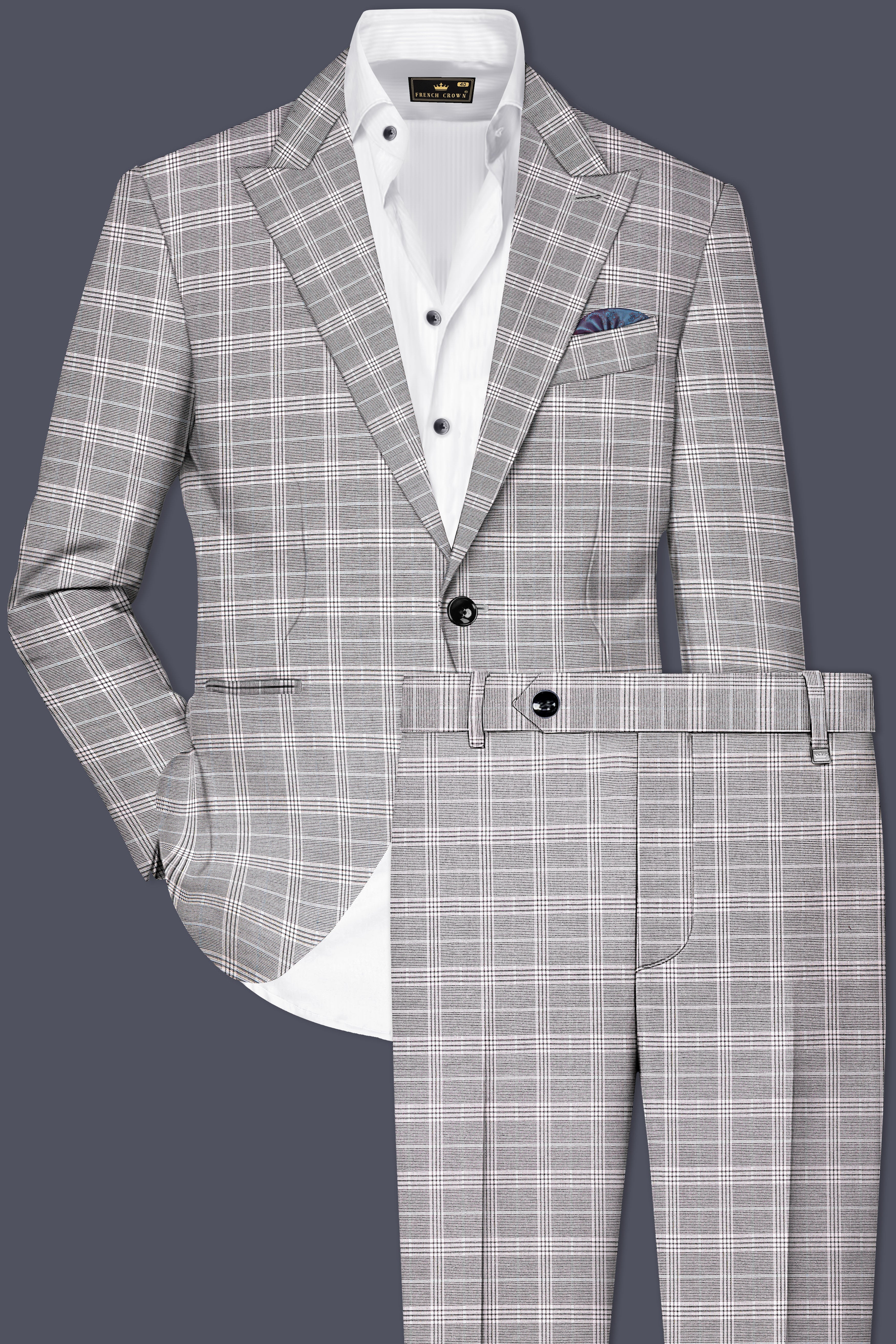 Monsoon Gray Plaid Wool Rich Single Breasted Suit