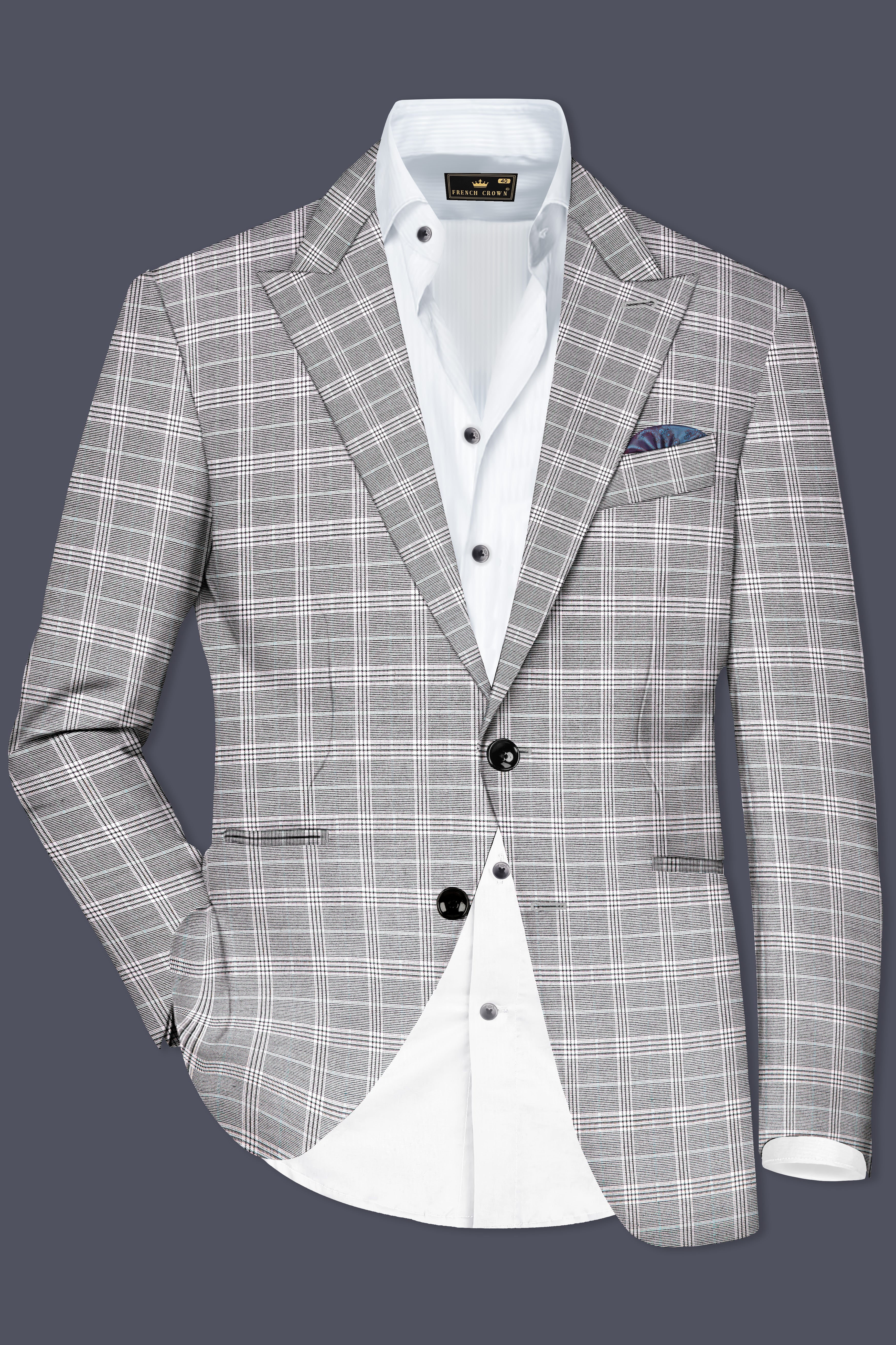 Venus Gray Plaid Wool Rich Single Breasted Suit