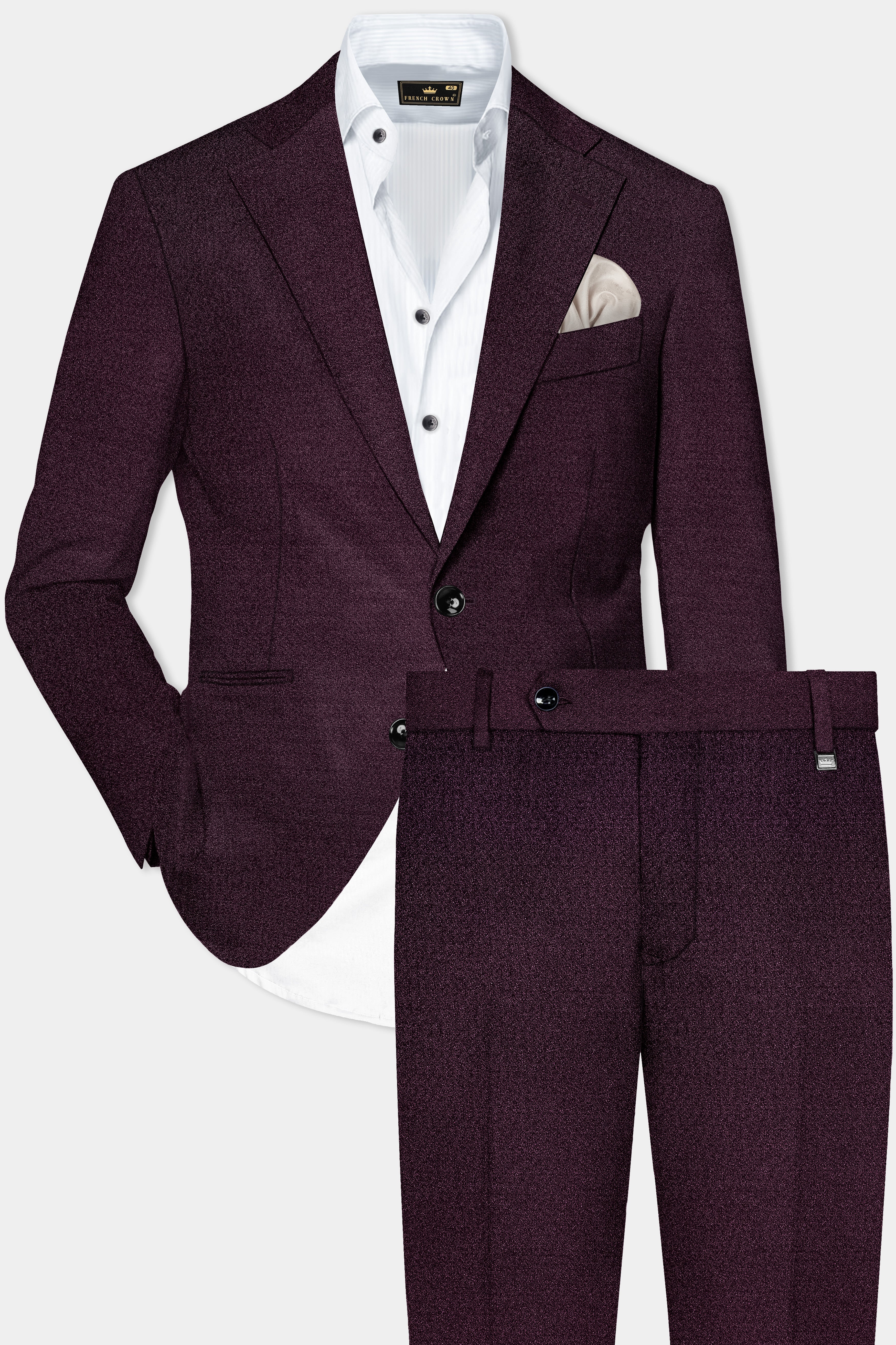 Tamarind Wine Textured Single Breasted Suit