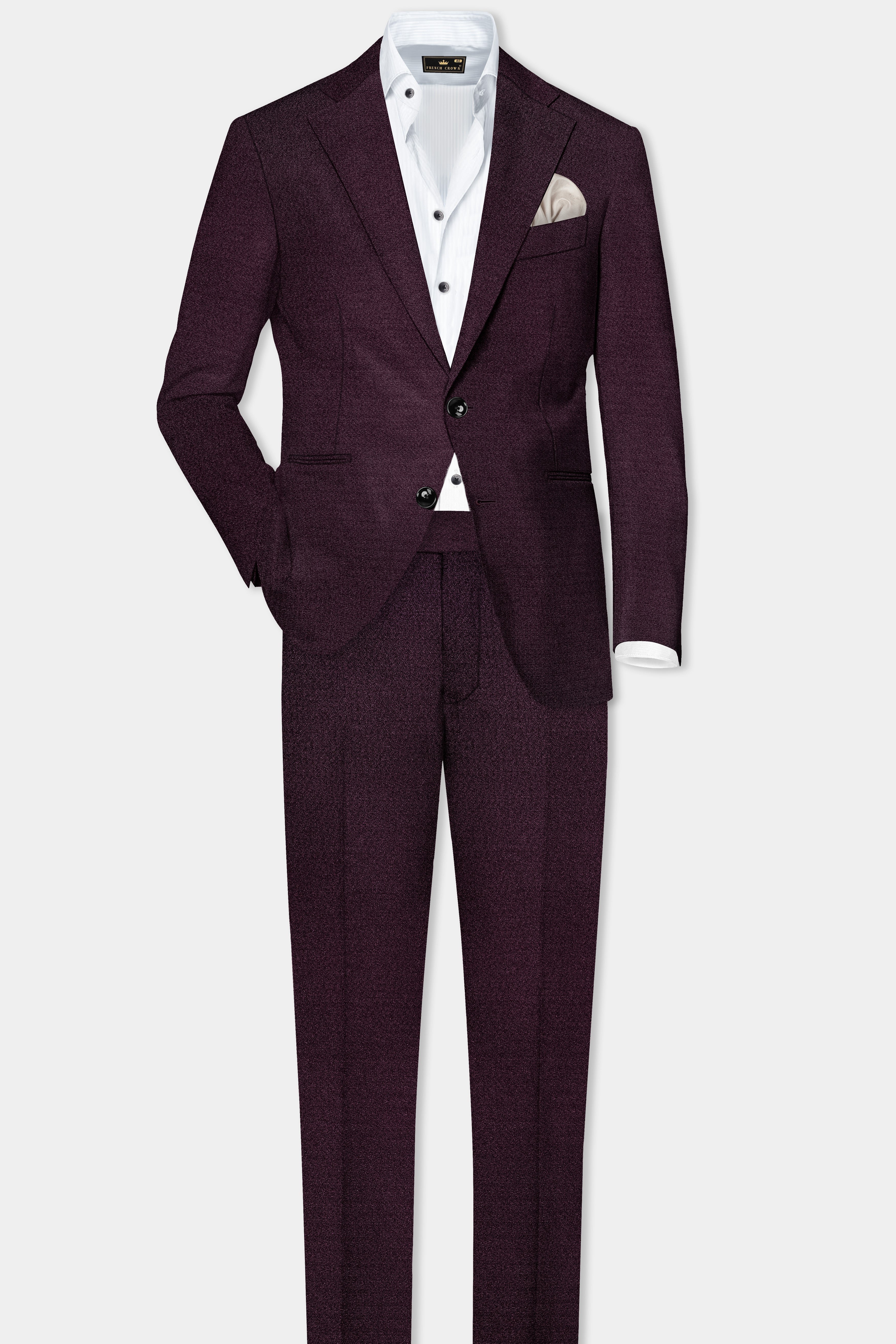 Tamarind Wine Textured Single Breasted Suit