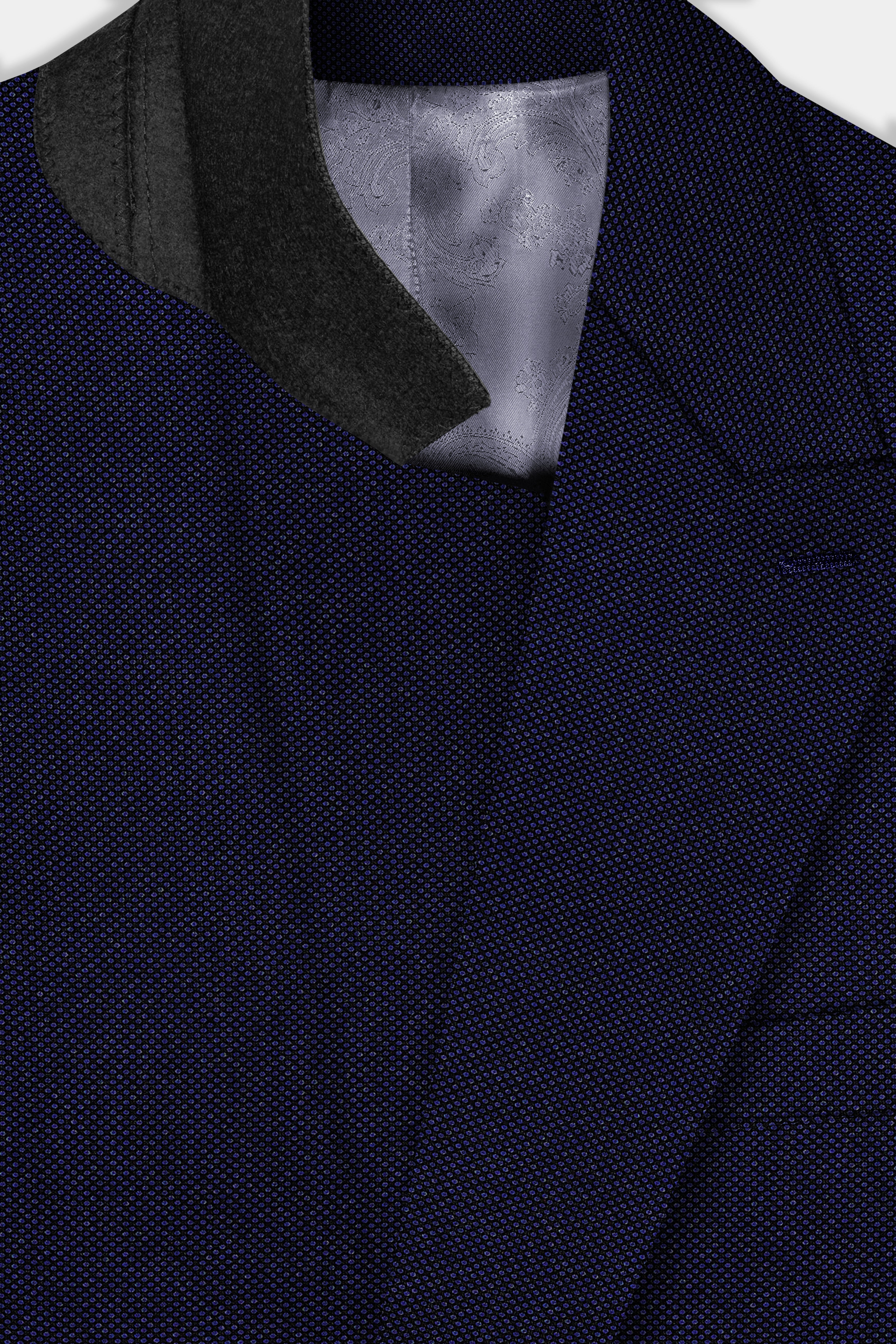 Midnight Blue Textured Wool Rich Double Breasted Suit